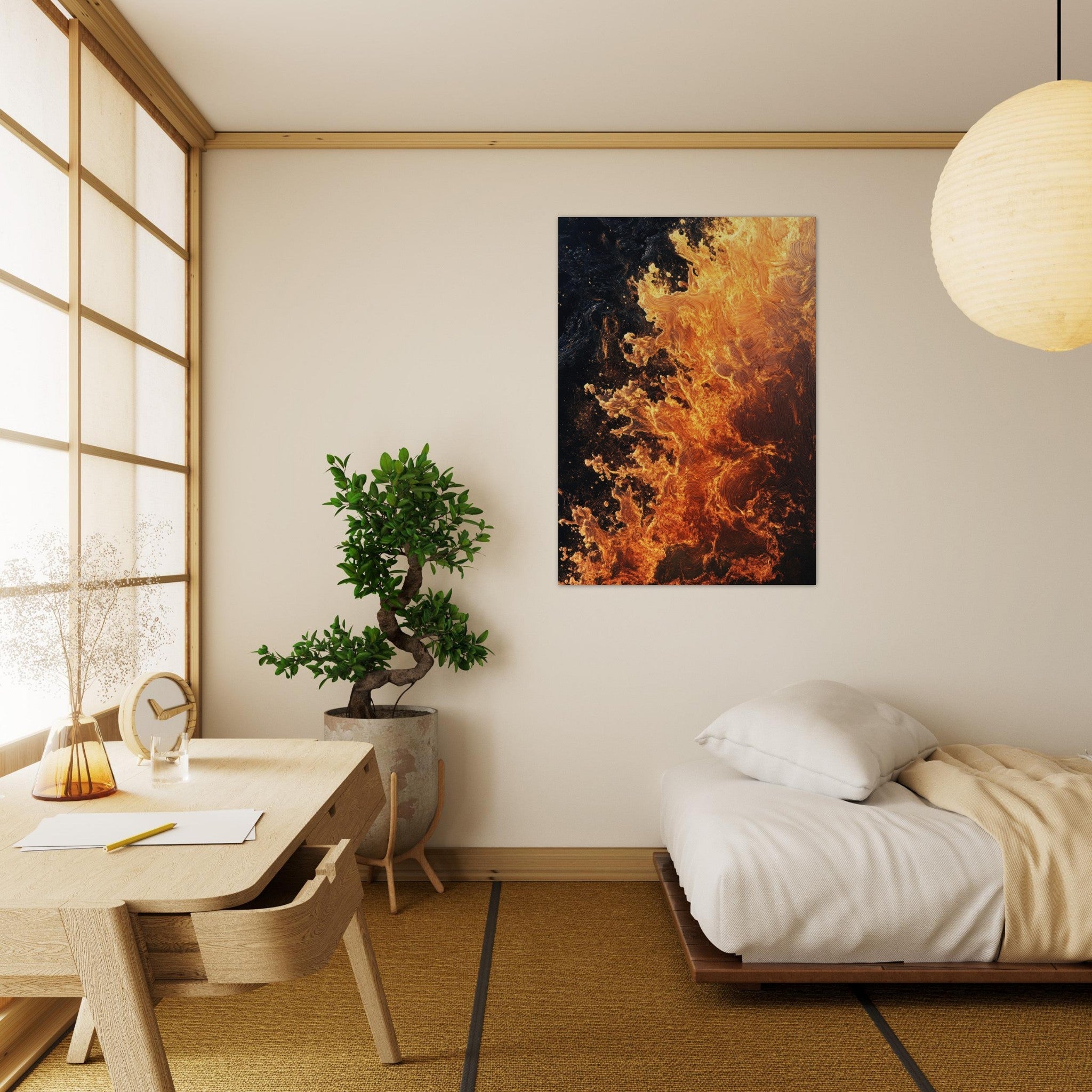 Aluminum Print Portrait - Ember Genesis A volatile burst of molten gold 7 - Shop Ai Art WebShop - Digital Art online Store
