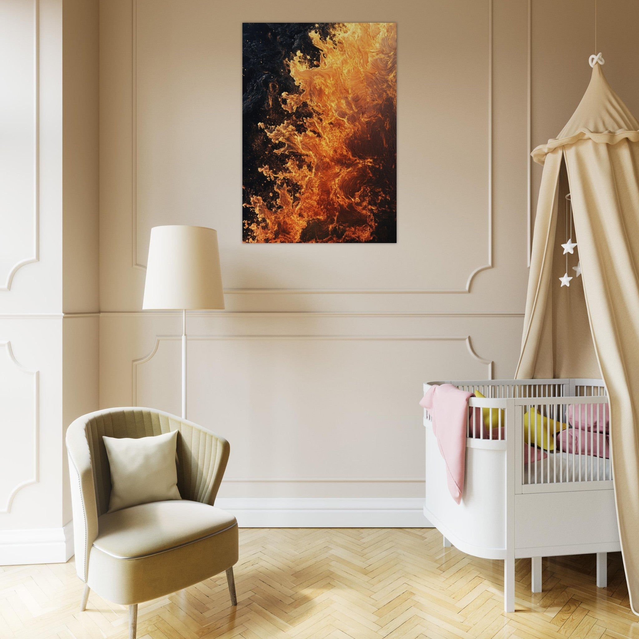 Aluminum Print Portrait - Ember Genesis A volatile burst of molten gold 7 - Shop Ai Art WebShop - Digital Art online Store