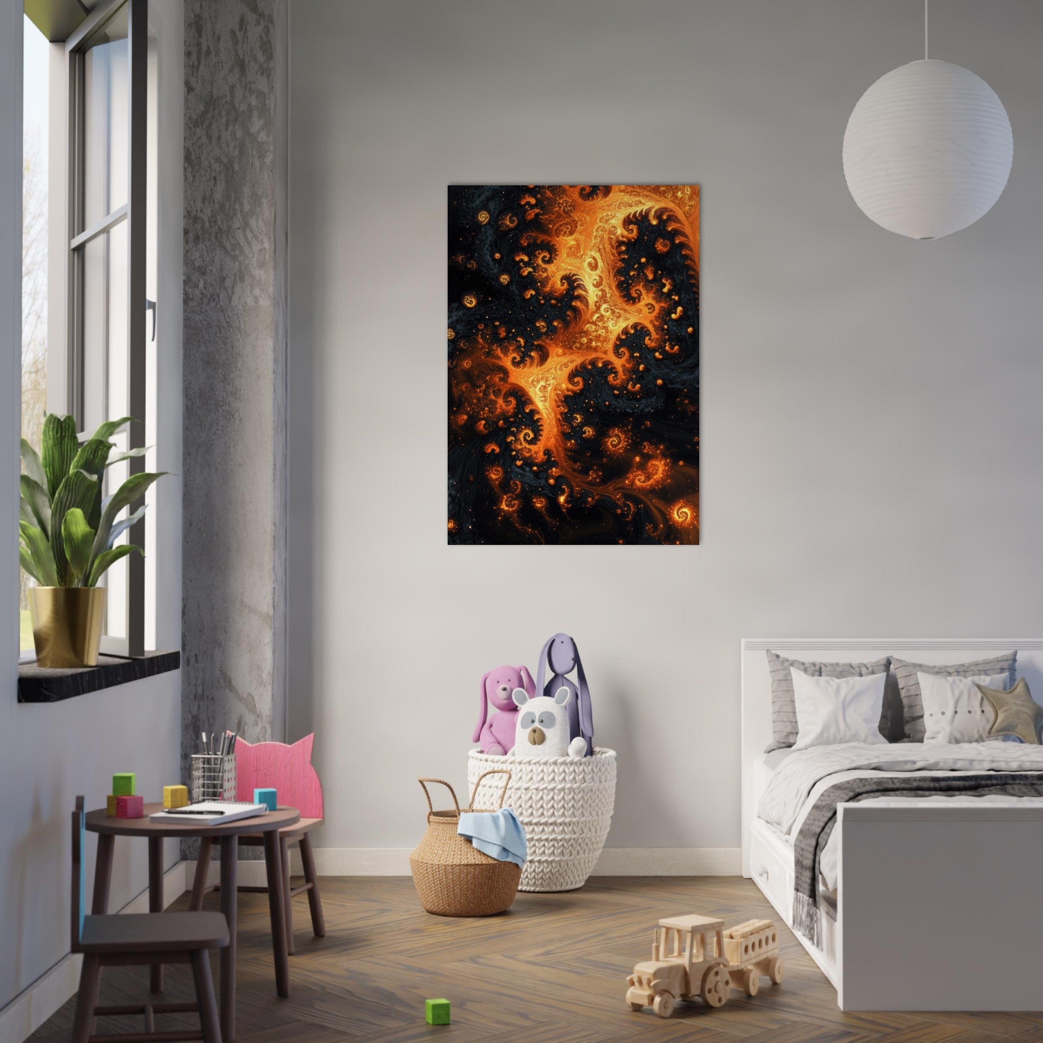 Aluminum Print Portrait - Ember Genesis A volatile burst of molten gold - Shop Ai Art WebShop - Digital Art online Store