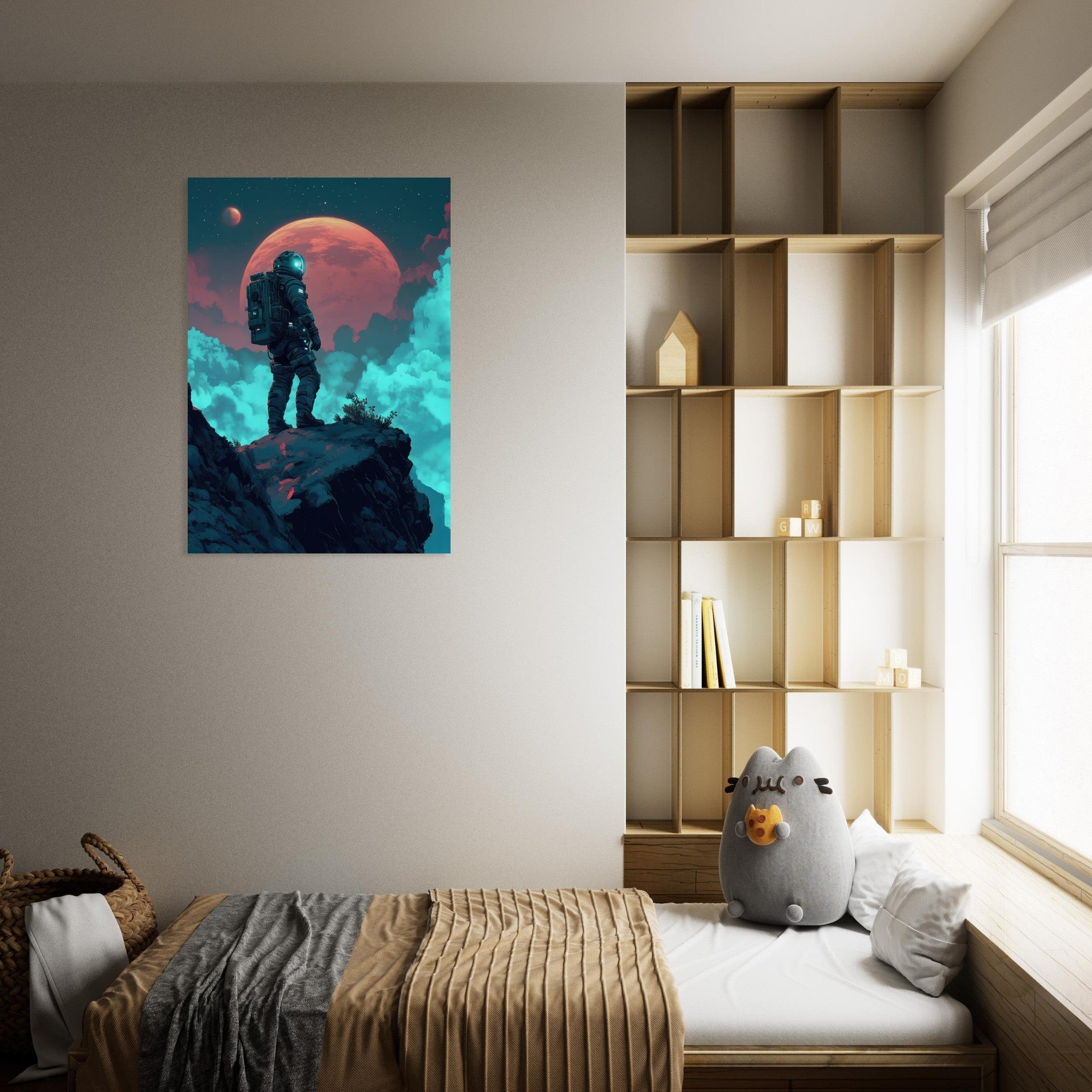Aluminum Print Portrait - Galactic Explorer in Alien Desert A lone strong 3 - Shop Ai Art WebShop - Digital Art online Store