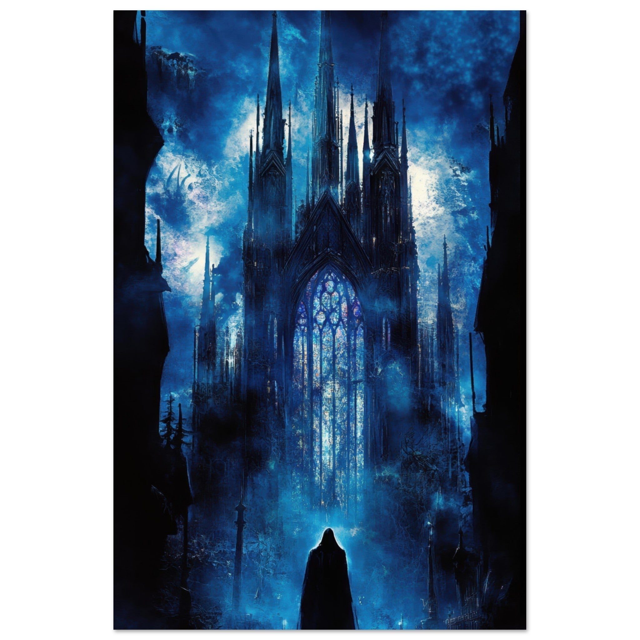 Aluminum Print Portrait - Gothic Cathedral of Lost Magic A haunting Gothic - Shop Ai Art WebShop - Digital Art online Store