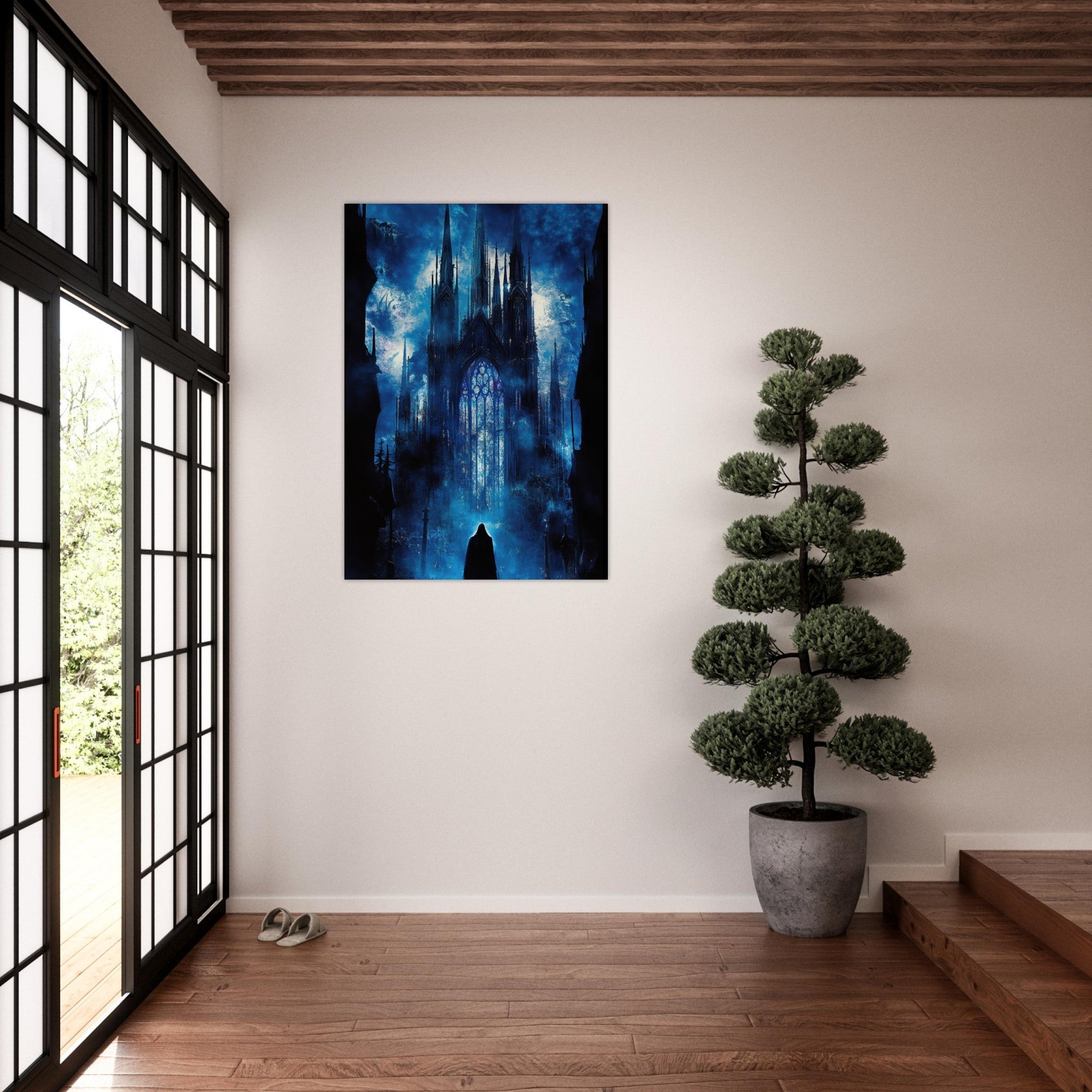 Aluminum Print Portrait - Gothic Cathedral of Lost Magic A haunting Gothic - Shop Ai Art WebShop - Digital Art online Store