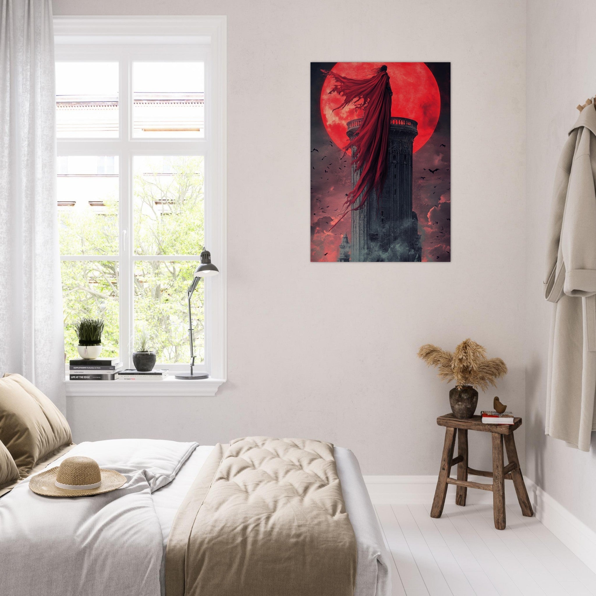 Aluminum Print Portrait - Gothic Vampire Sorcerer in a Moonlit Castle 6 - Shop Ai Art WebShop - Digital Art online Store