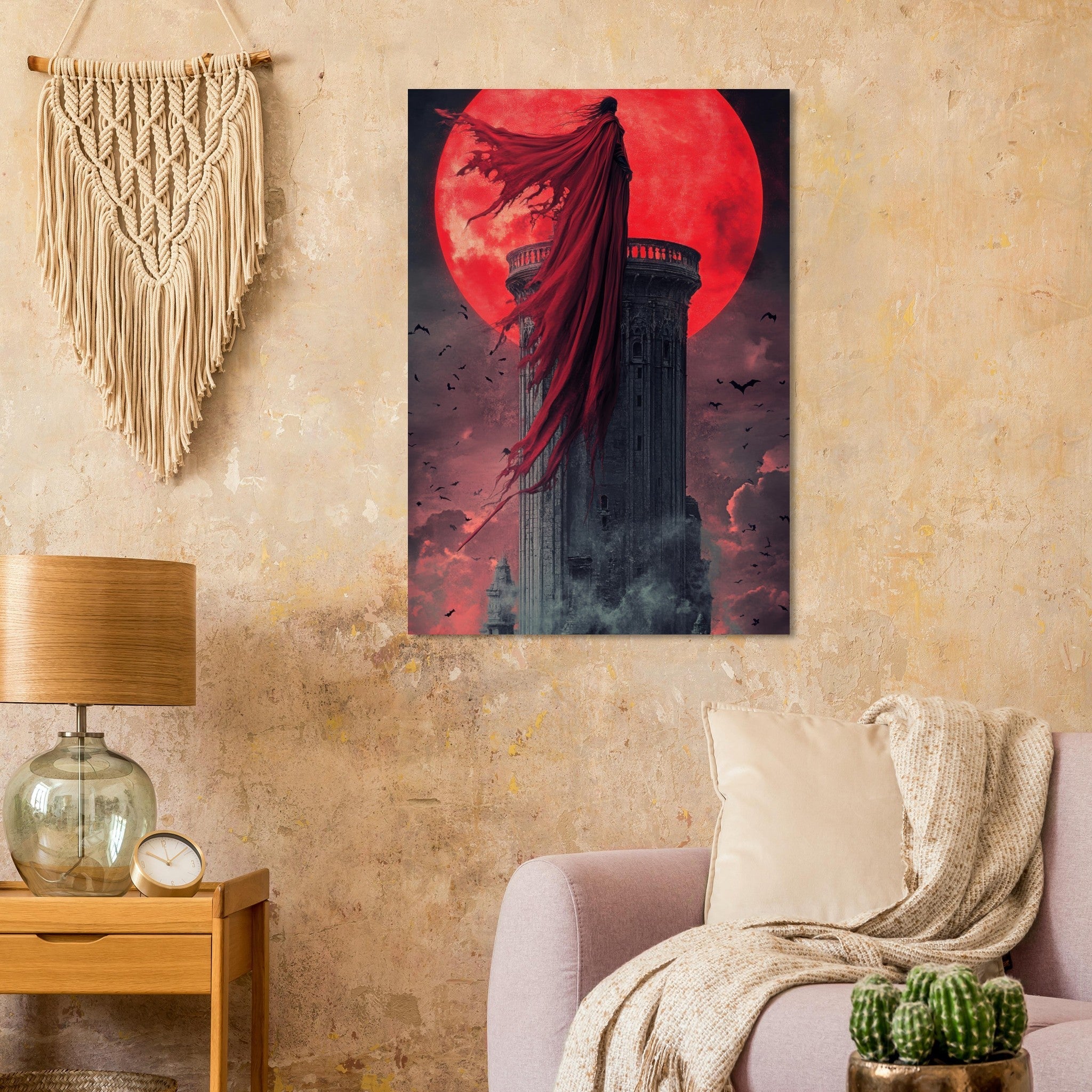 Aluminum Print Portrait - Gothic Vampire Sorcerer in a Moonlit Castle 6 - Shop Ai Art WebShop - Digital Art online Store