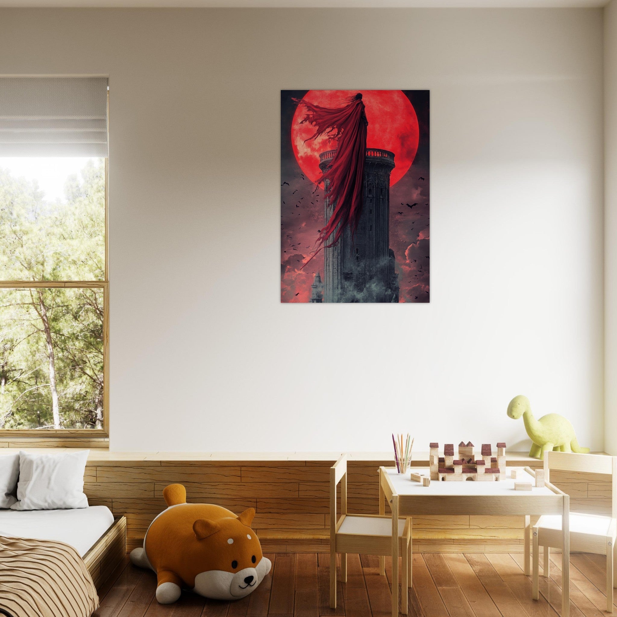 Aluminum Print Portrait - Gothic Vampire Sorcerer in a Moonlit Castle 6 - Shop Ai Art WebShop - Digital Art online Store