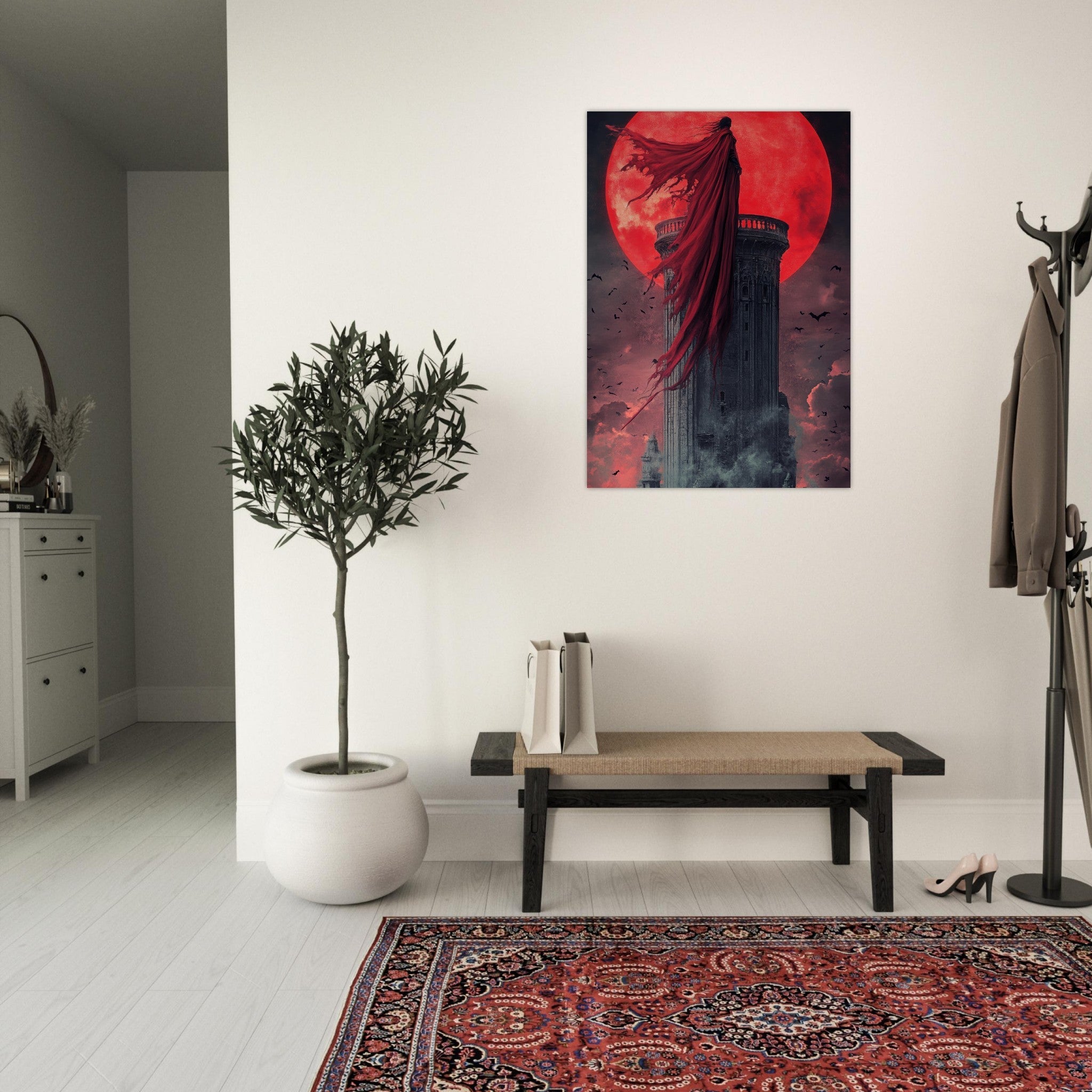 Aluminum Print Portrait - Gothic Vampire Sorcerer in a Moonlit Castle 6 - Shop Ai Art WebShop - Digital Art online Store