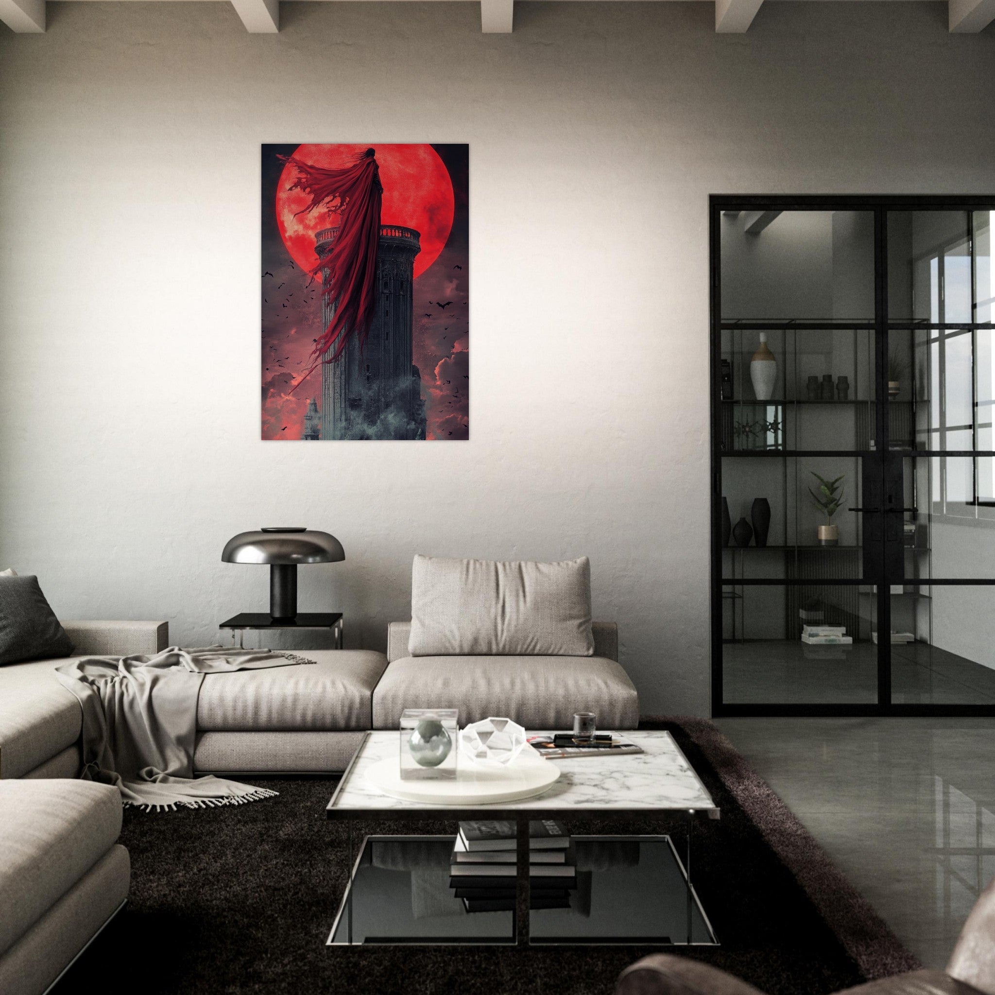 Aluminum Print Portrait - Gothic Vampire Sorcerer in a Moonlit Castle 6 - Shop Ai Art WebShop - Digital Art online Store