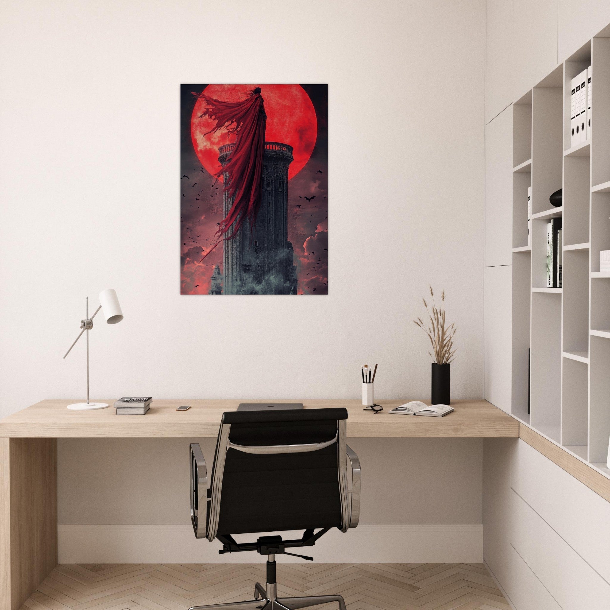 Aluminum Print Portrait - Gothic Vampire Sorcerer in a Moonlit Castle 6 - Shop Ai Art WebShop - Digital Art online Store