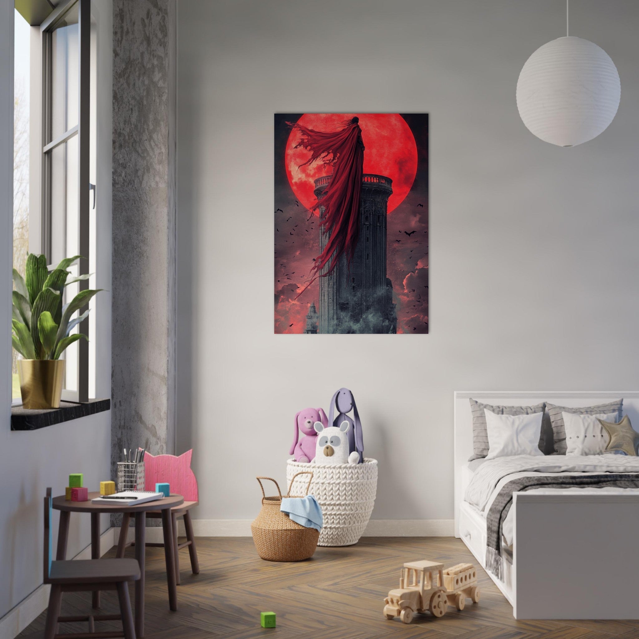 Aluminum Print Portrait - Gothic Vampire Sorcerer in a Moonlit Castle 6 - Shop Ai Art WebShop - Digital Art online Store