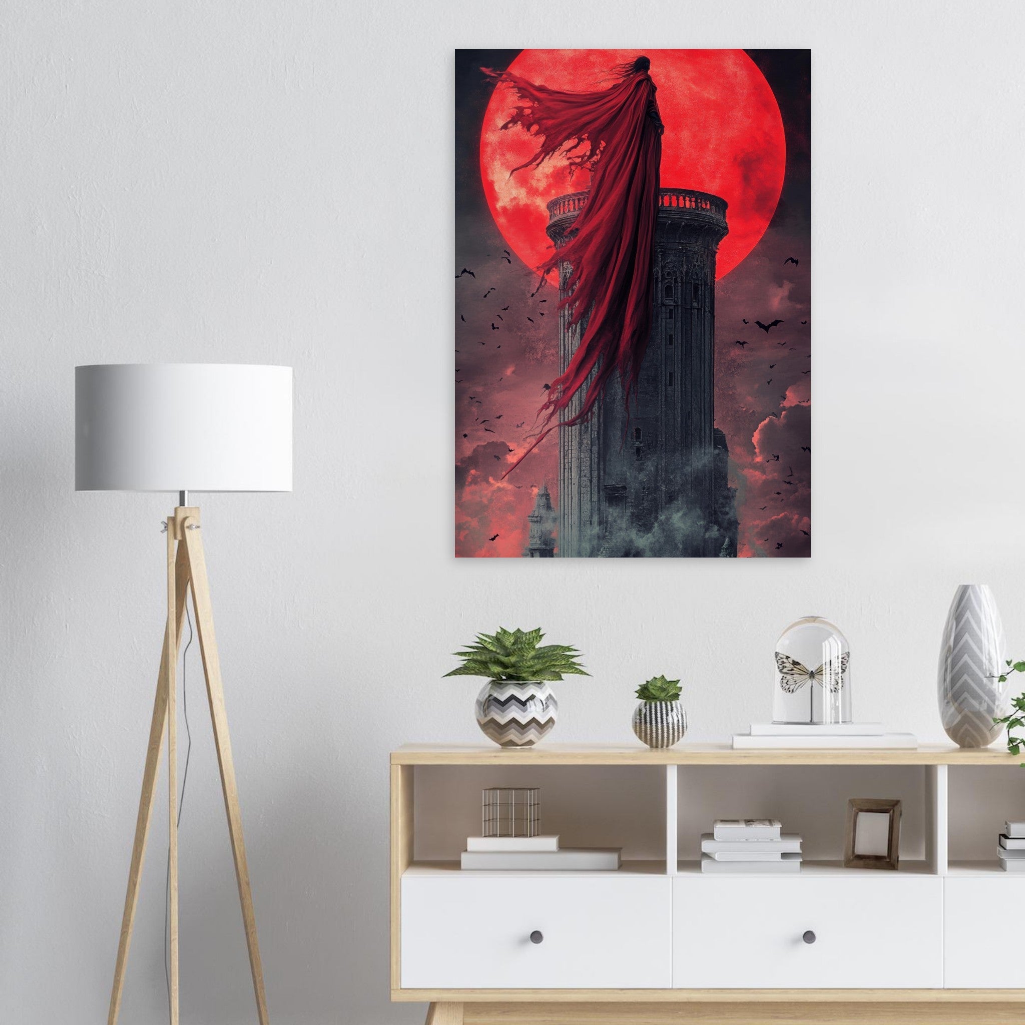 Aluminum Print Portrait - Gothic Vampire Sorcerer in a Moonlit Castle 6 - Shop Ai Art WebShop - Digital Art online Store