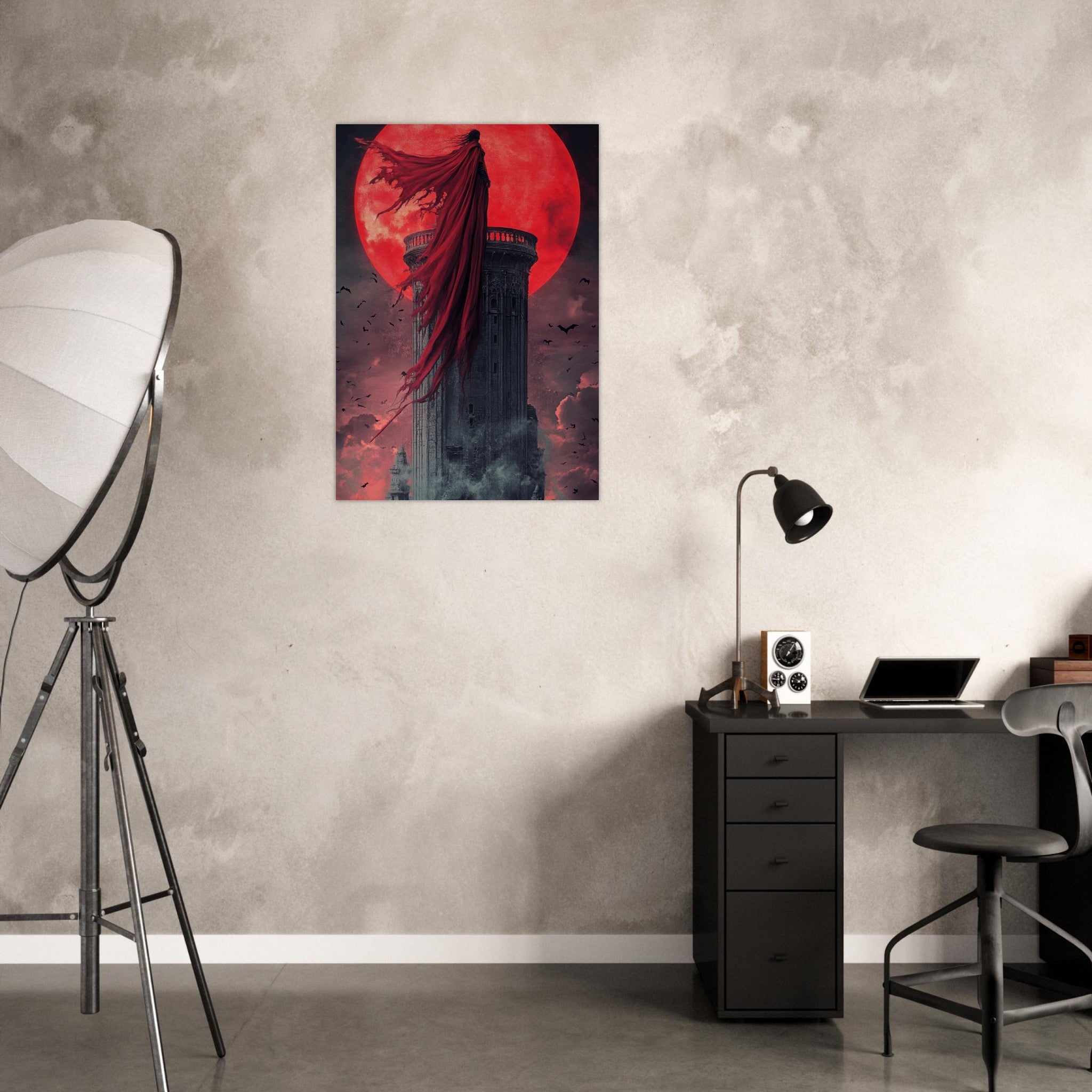 Aluminum Print Portrait - Gothic Vampire Sorcerer in a Moonlit Castle 6 - Shop Ai Art WebShop - Digital Art online Store