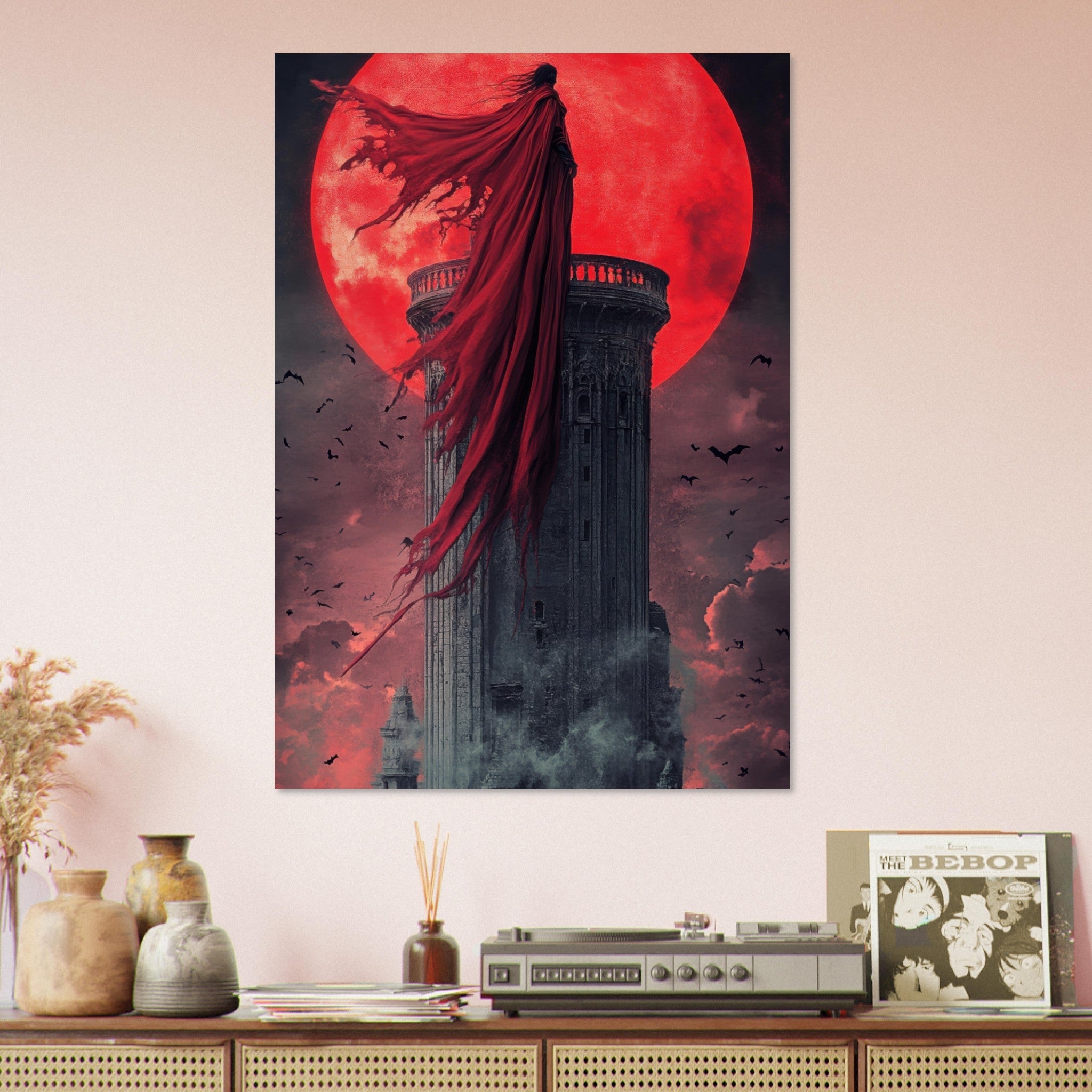 Aluminum Print Portrait - Gothic Vampire Sorcerer in a Moonlit Castle 6 - Shop Ai Art WebShop - Digital Art online Store
