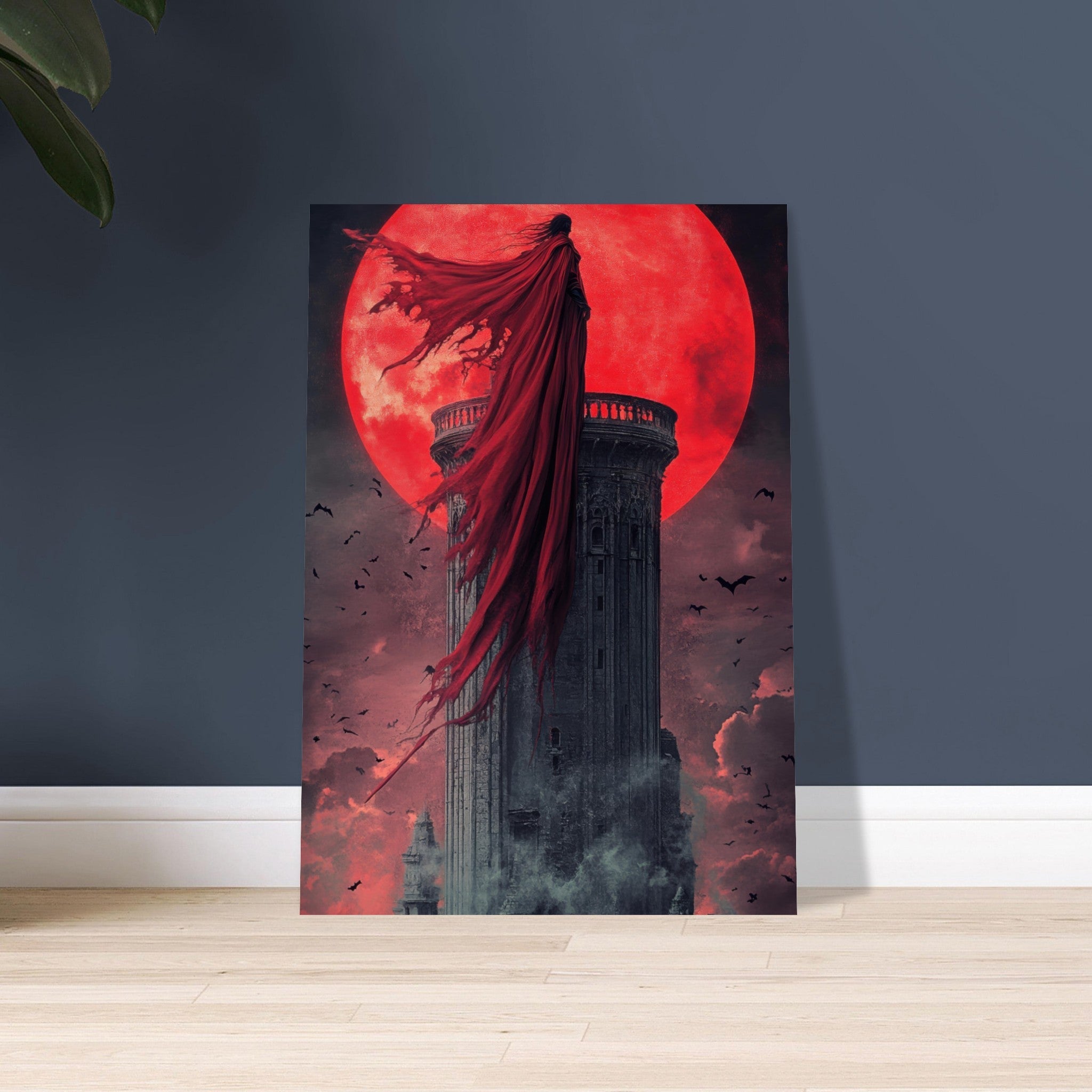 Aluminum Print Portrait - Gothic Vampire Sorcerer in a Moonlit Castle 6 - Shop Ai Art WebShop - Digital Art online Store