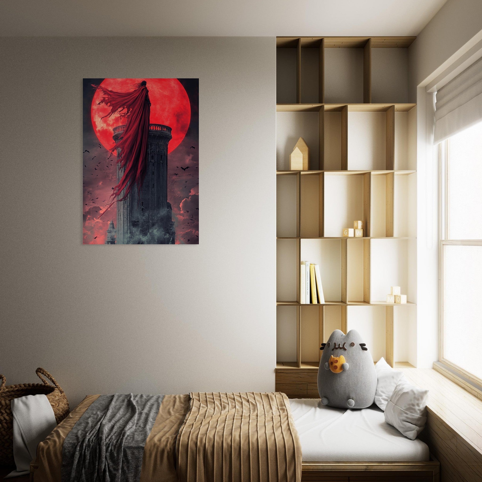 Aluminum Print Portrait - Gothic Vampire Sorcerer in a Moonlit Castle 6 - Shop Ai Art WebShop - Digital Art online Store