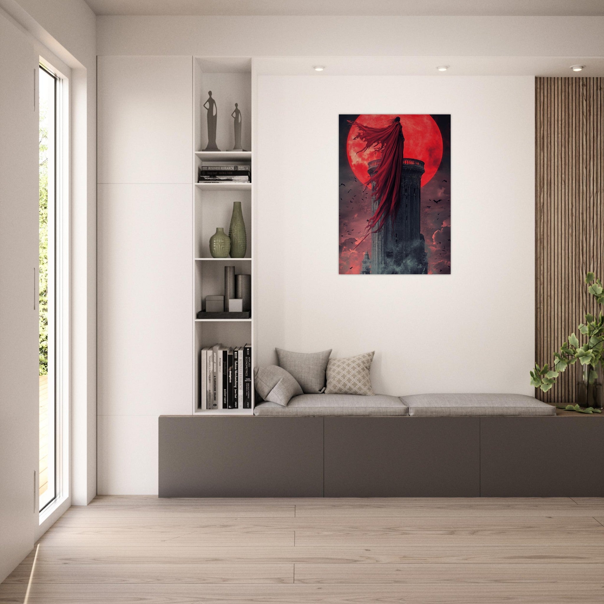 Aluminum Print Portrait - Gothic Vampire Sorcerer in a Moonlit Castle 6 - Shop Ai Art WebShop - Digital Art online Store