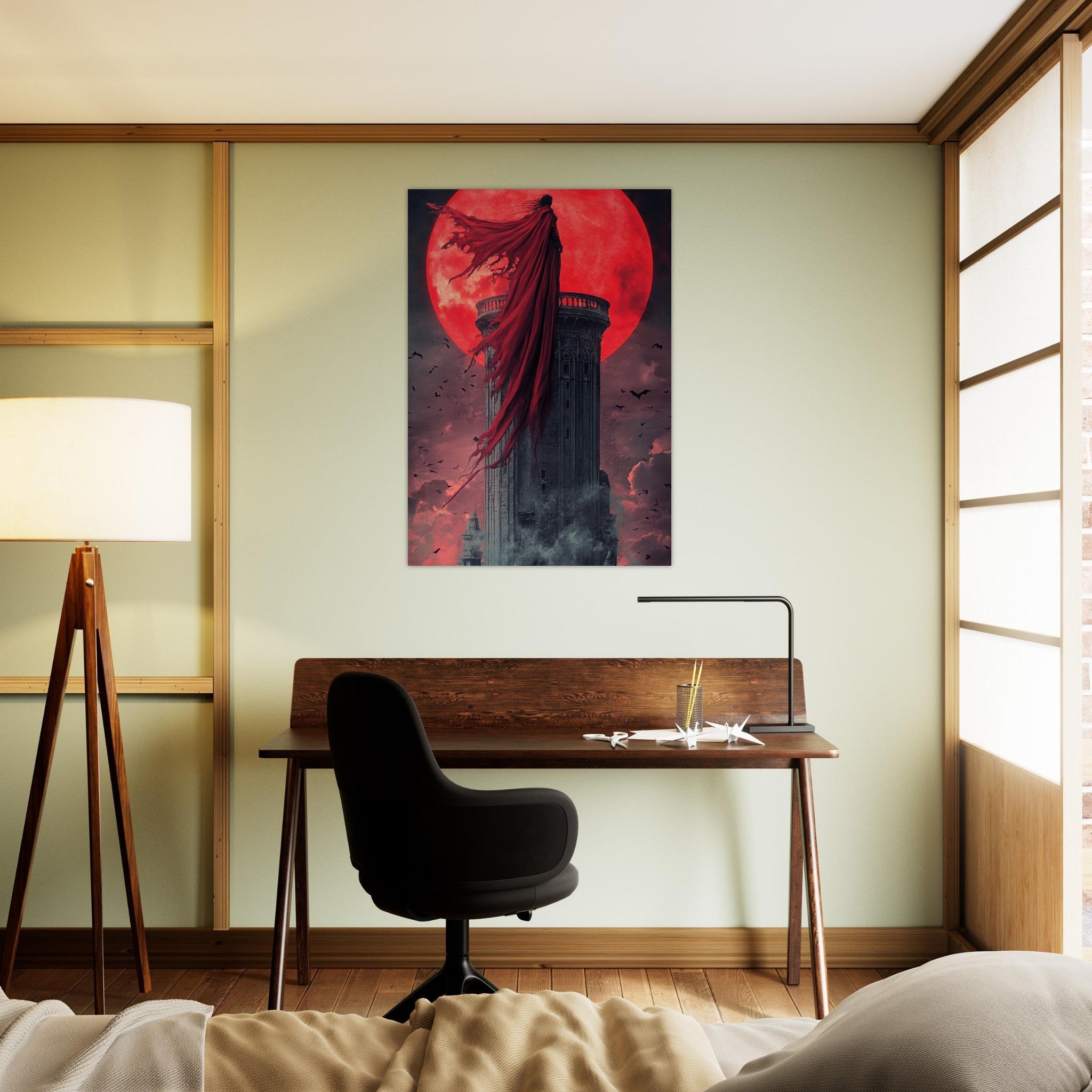 Aluminum Print Portrait - Gothic Vampire Sorcerer in a Moonlit Castle 6 - Shop Ai Art WebShop - Digital Art online Store