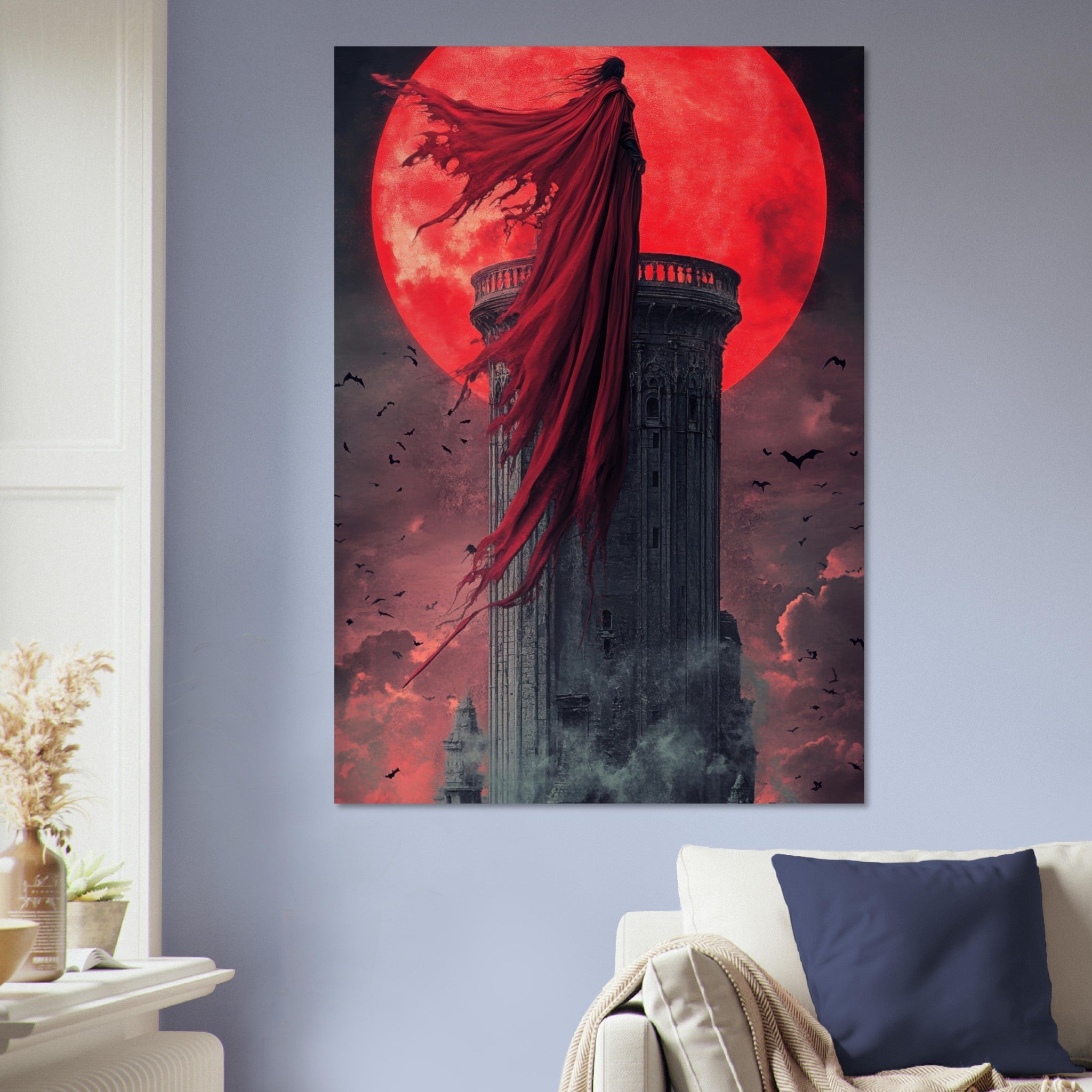 Aluminum Print Portrait - Gothic Vampire Sorcerer in a Moonlit Castle 6 - Shop Ai Art WebShop - Digital Art online Store