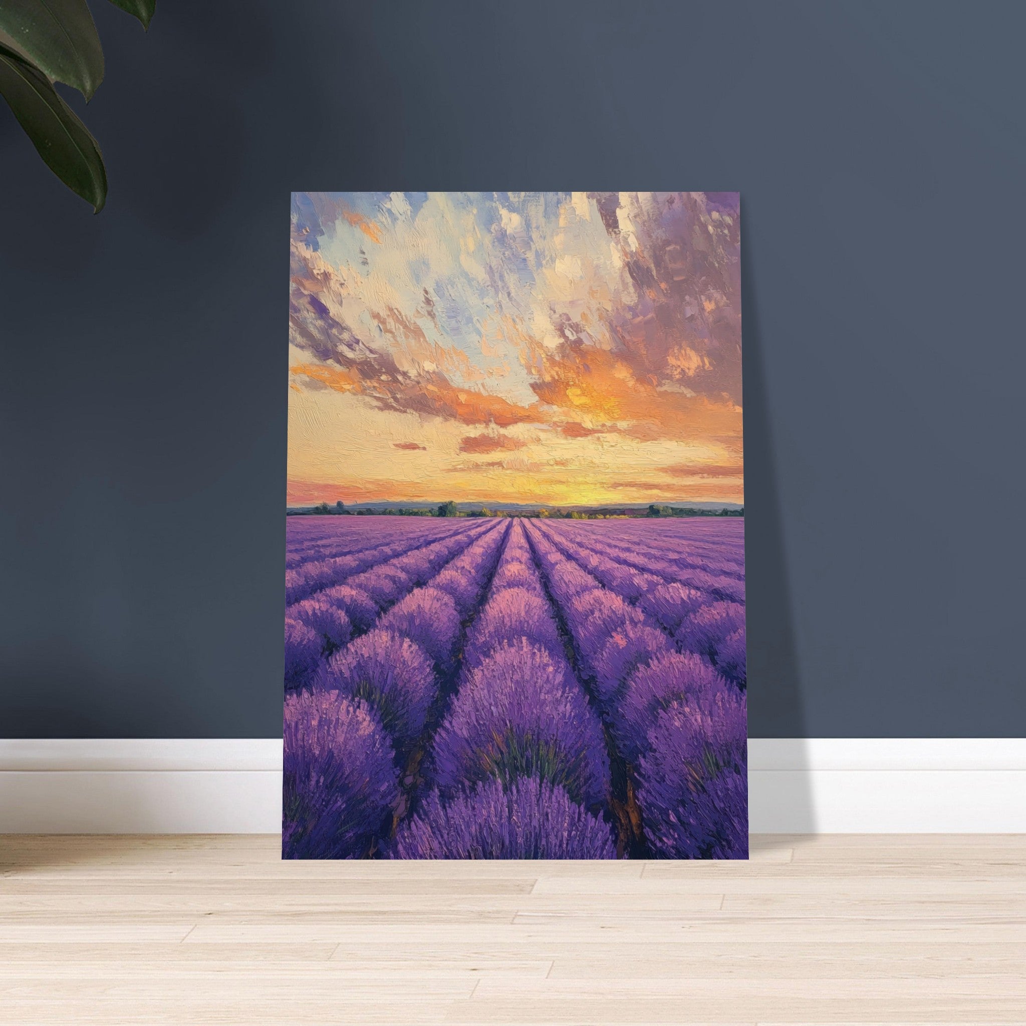 Aluminum Print Portrait - Lavender Fields at Sunset A mesmerizing view - Shop Ai Art WebShop - Digital Art online Store