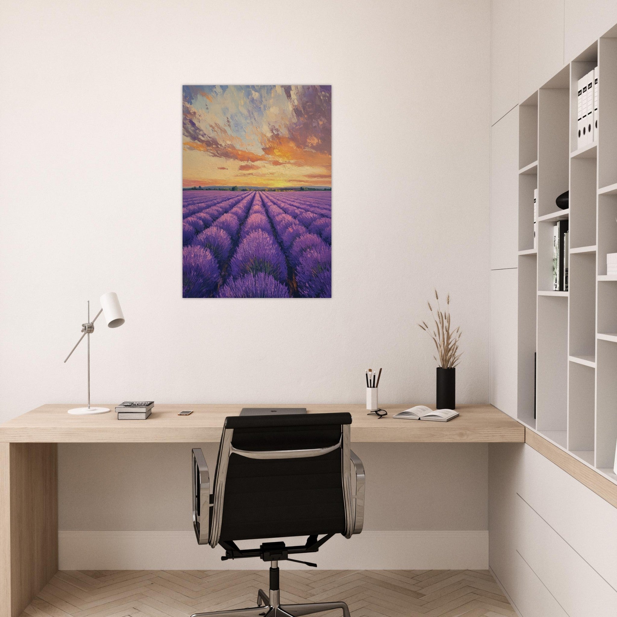 Aluminum Print Portrait - Lavender Fields at Sunset A mesmerizing view - Shop Ai Art WebShop - Digital Art online Store