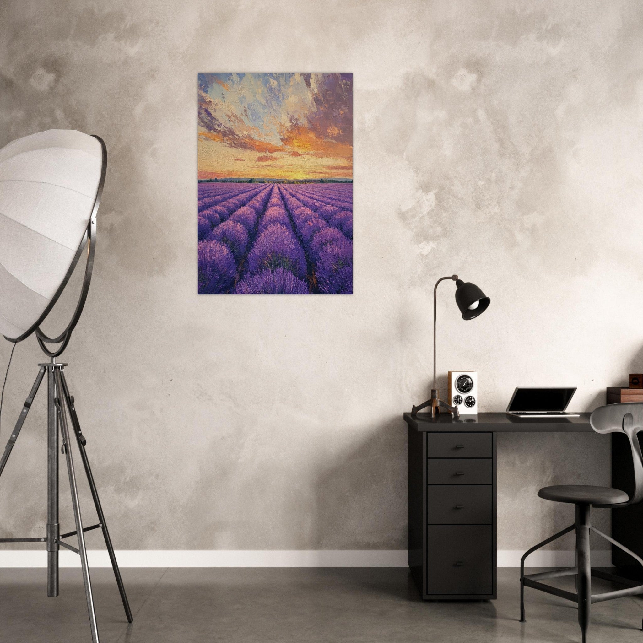 Aluminum Print Portrait - Lavender Fields at Sunset A mesmerizing view - Shop Ai Art WebShop - Digital Art online Store
