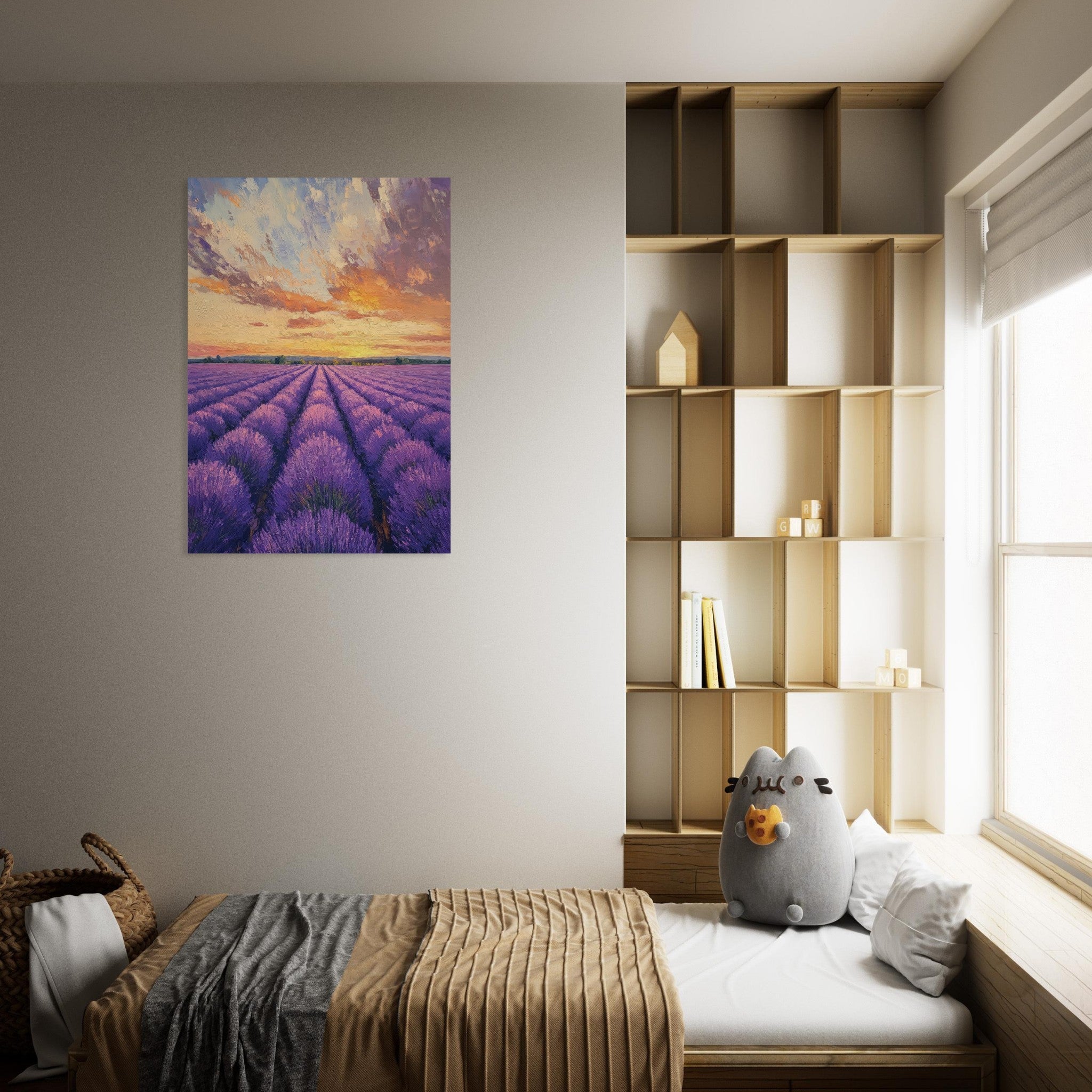 Aluminum Print Portrait - Lavender Fields at Sunset A mesmerizing view - Shop Ai Art WebShop - Digital Art online Store