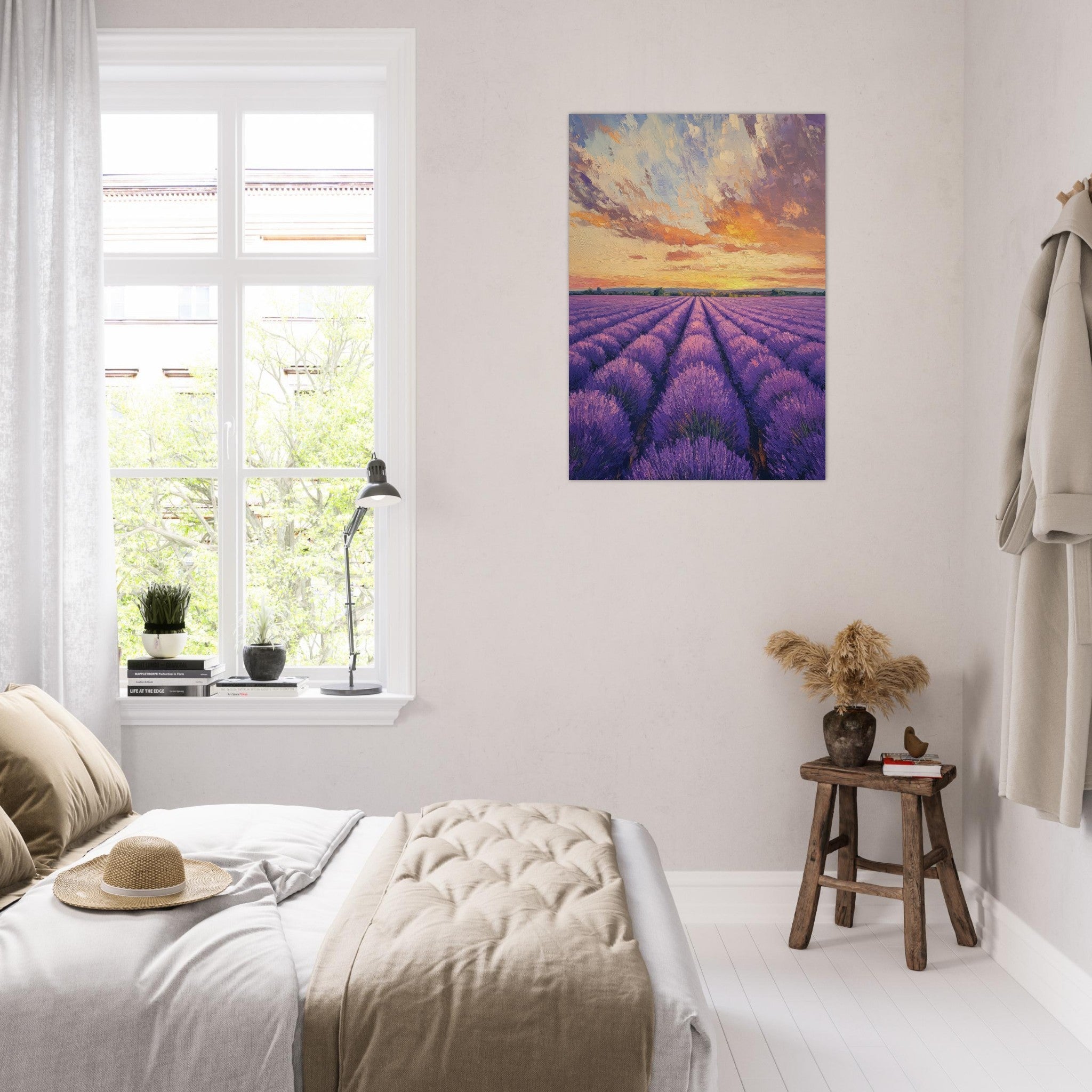 Aluminum Print Portrait - Lavender Fields at Sunset A mesmerizing view - Shop Ai Art WebShop - Digital Art online Store