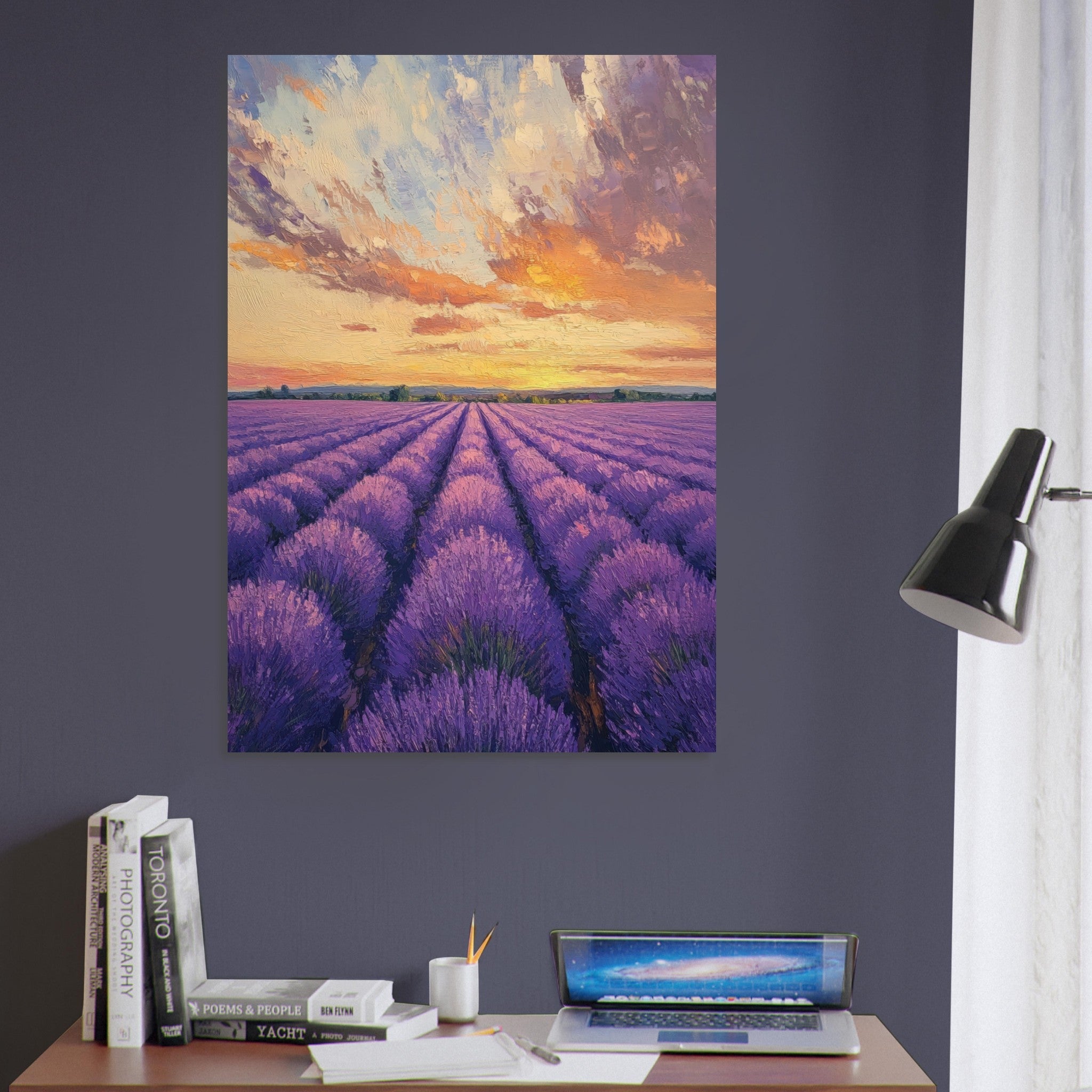 Aluminum Print Portrait - Lavender Fields at Sunset A mesmerizing view - Shop Ai Art WebShop - Digital Art online Store