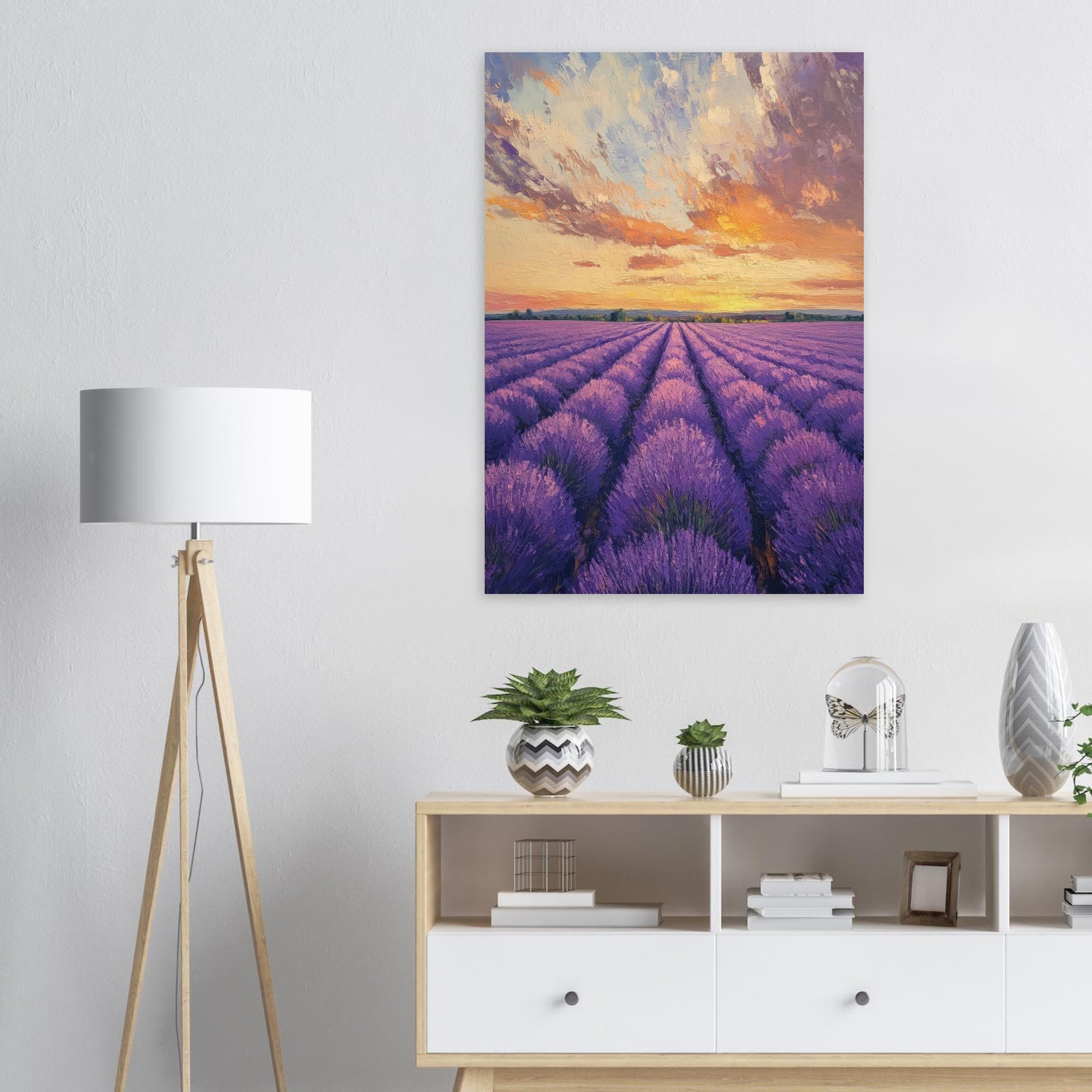 Aluminum Print Portrait - Lavender Fields at Sunset A mesmerizing view - Shop Ai Art WebShop - Digital Art online Store