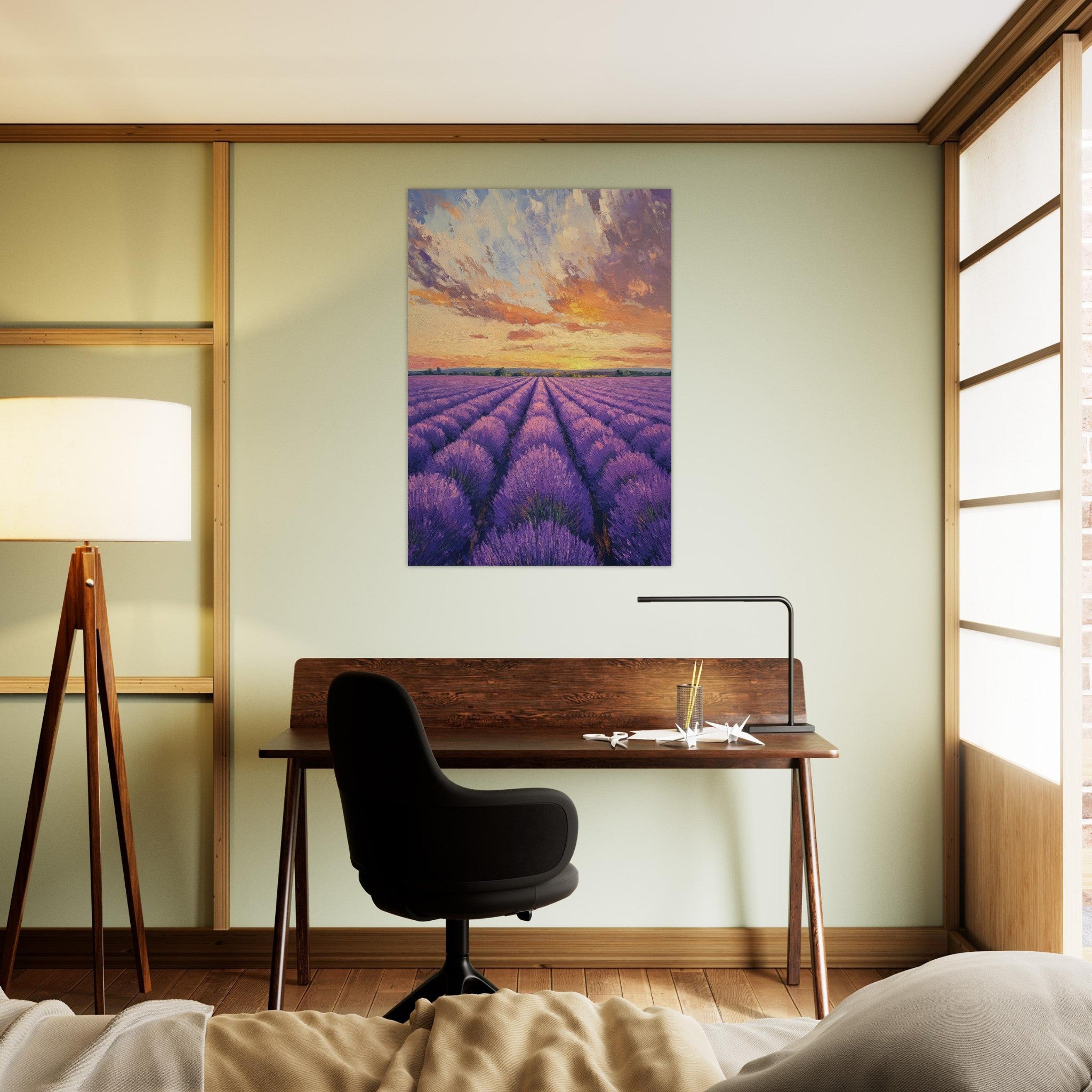 Aluminum Print Portrait - Lavender Fields at Sunset A mesmerizing view - Shop Ai Art WebShop - Digital Art online Store