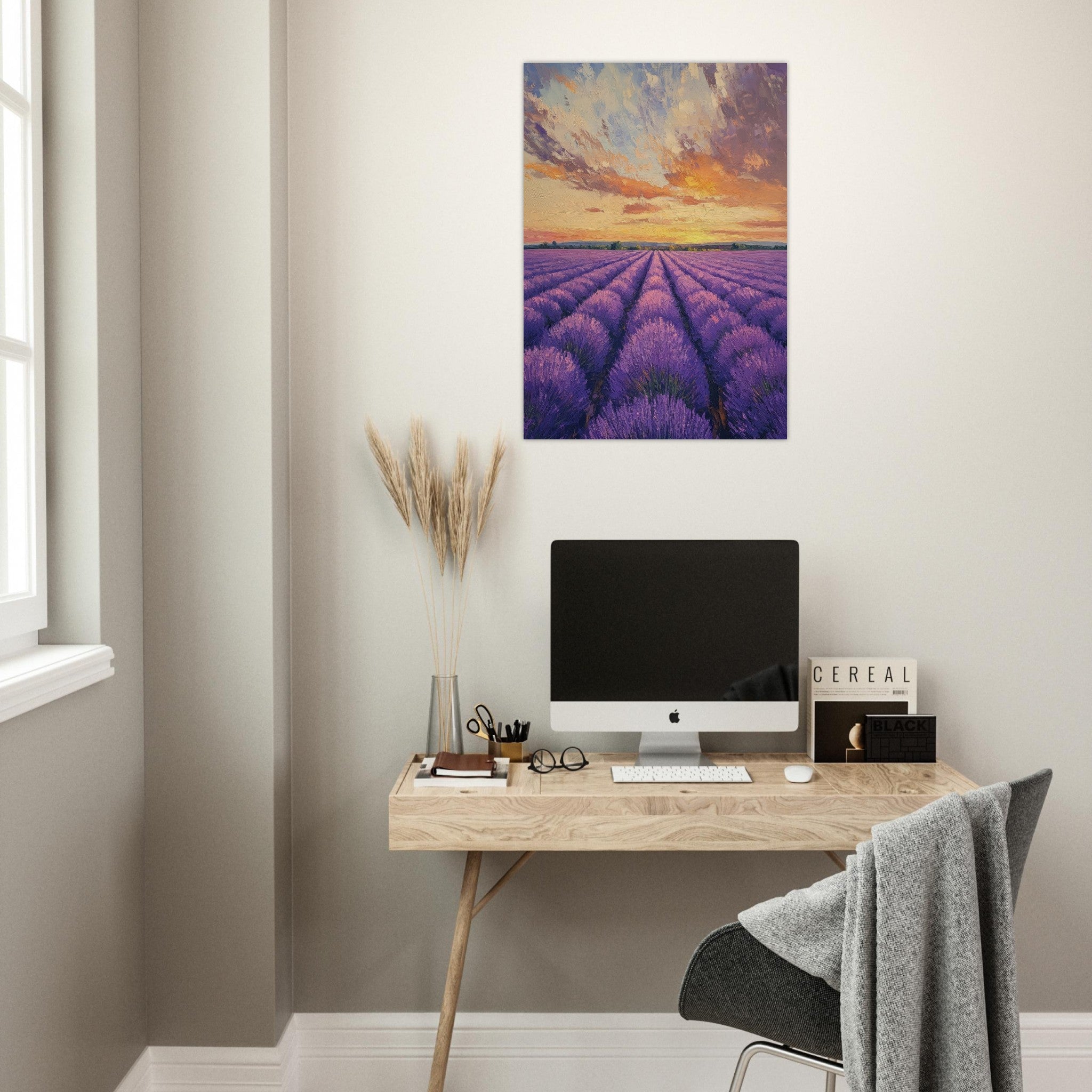 Aluminum Print Portrait - Lavender Fields at Sunset A mesmerizing view - Shop Ai Art WebShop - Digital Art online Store