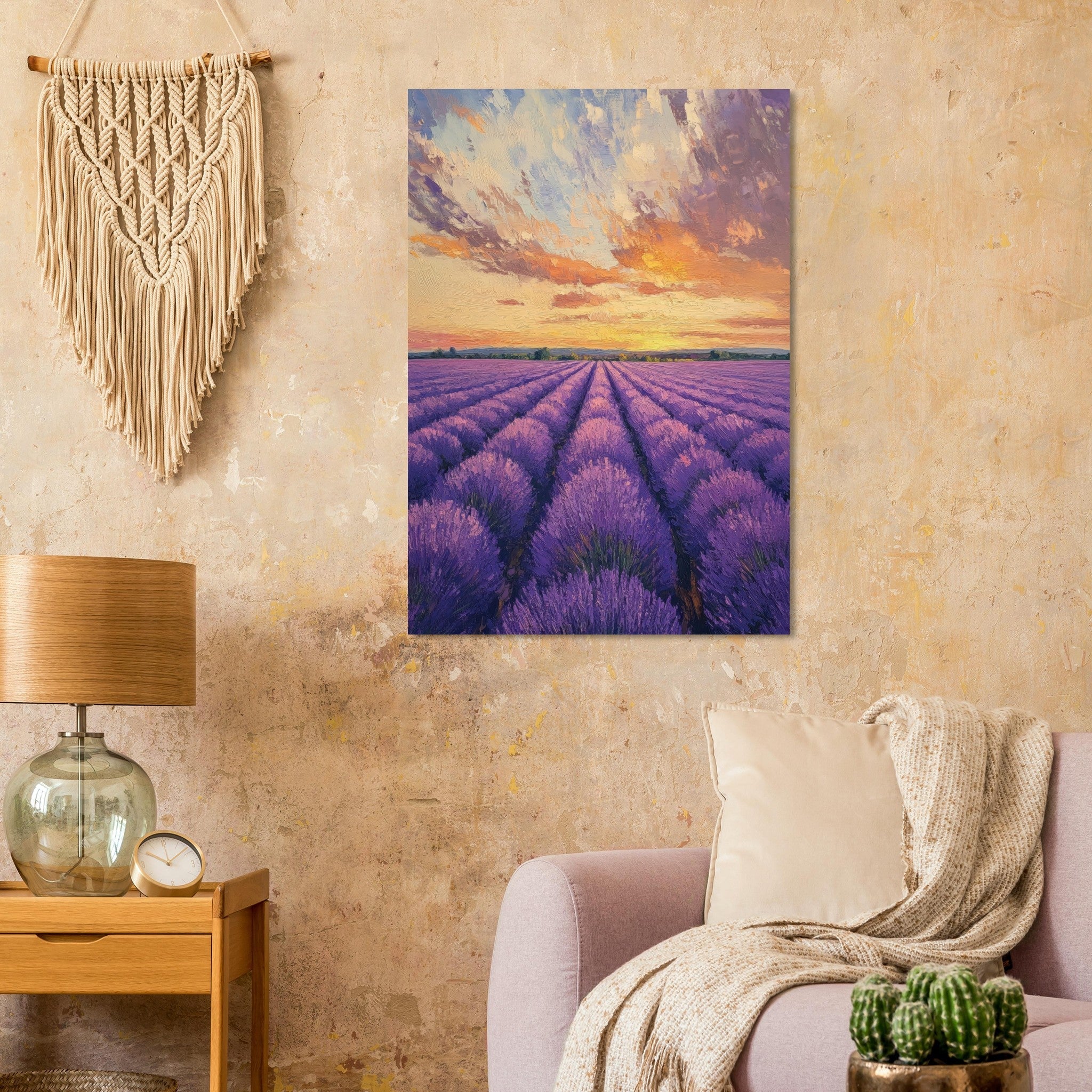 Aluminum Print Portrait - Lavender Fields at Sunset A mesmerizing view - Shop Ai Art WebShop - Digital Art online Store