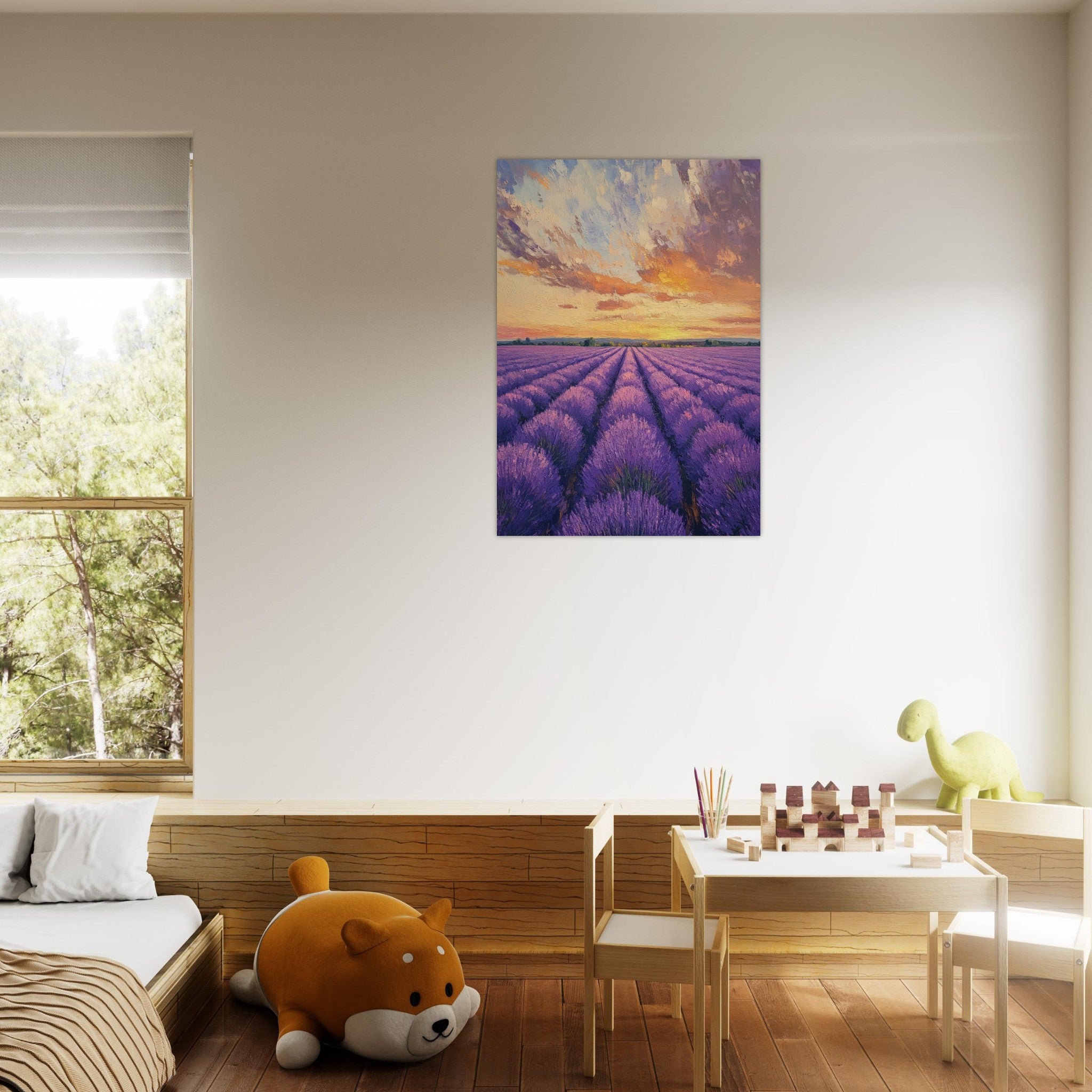 Aluminum Print Portrait - Lavender Fields at Sunset A mesmerizing view - Shop Ai Art WebShop - Digital Art online Store