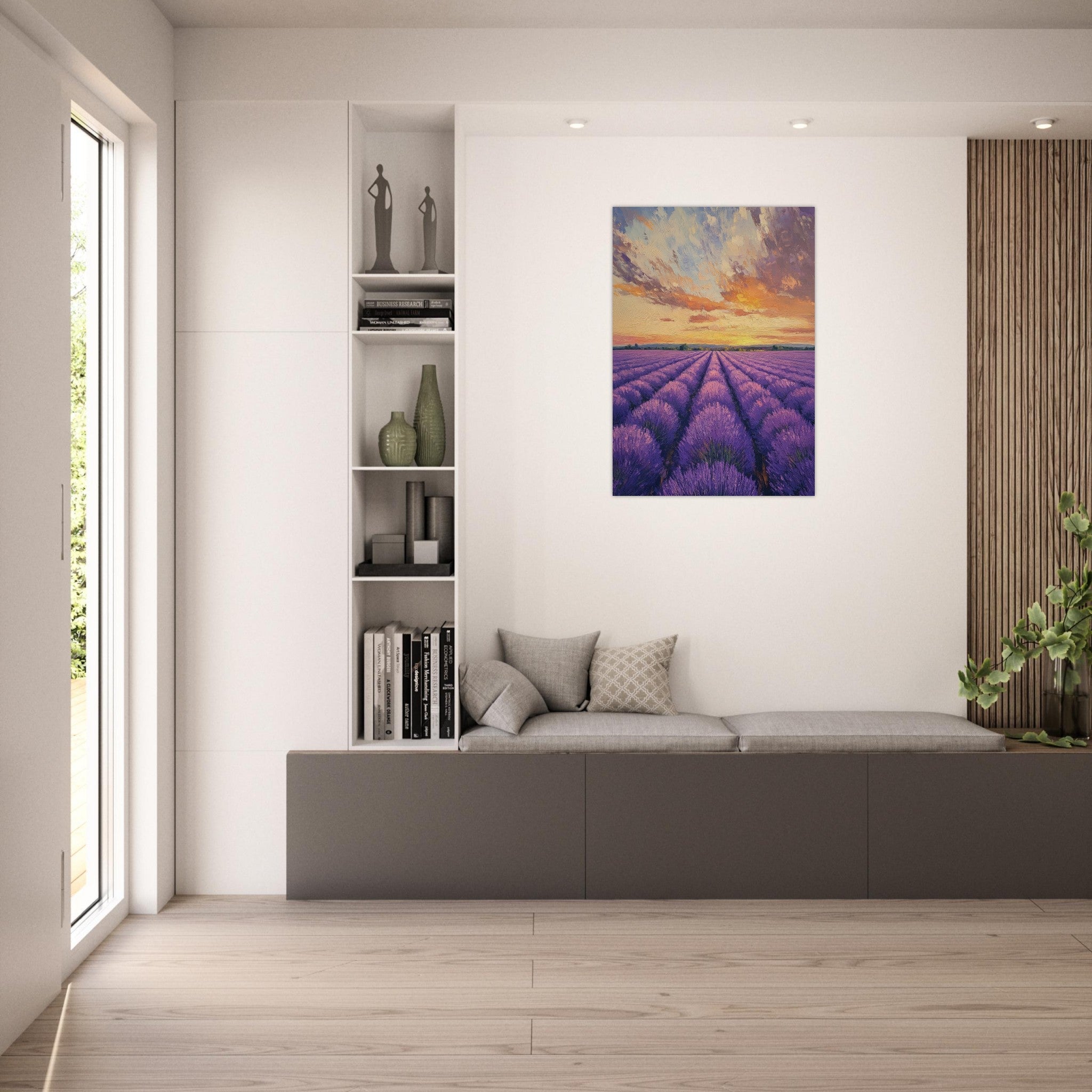 Aluminum Print Portrait - Lavender Fields at Sunset A mesmerizing view - Shop Ai Art WebShop - Digital Art online Store