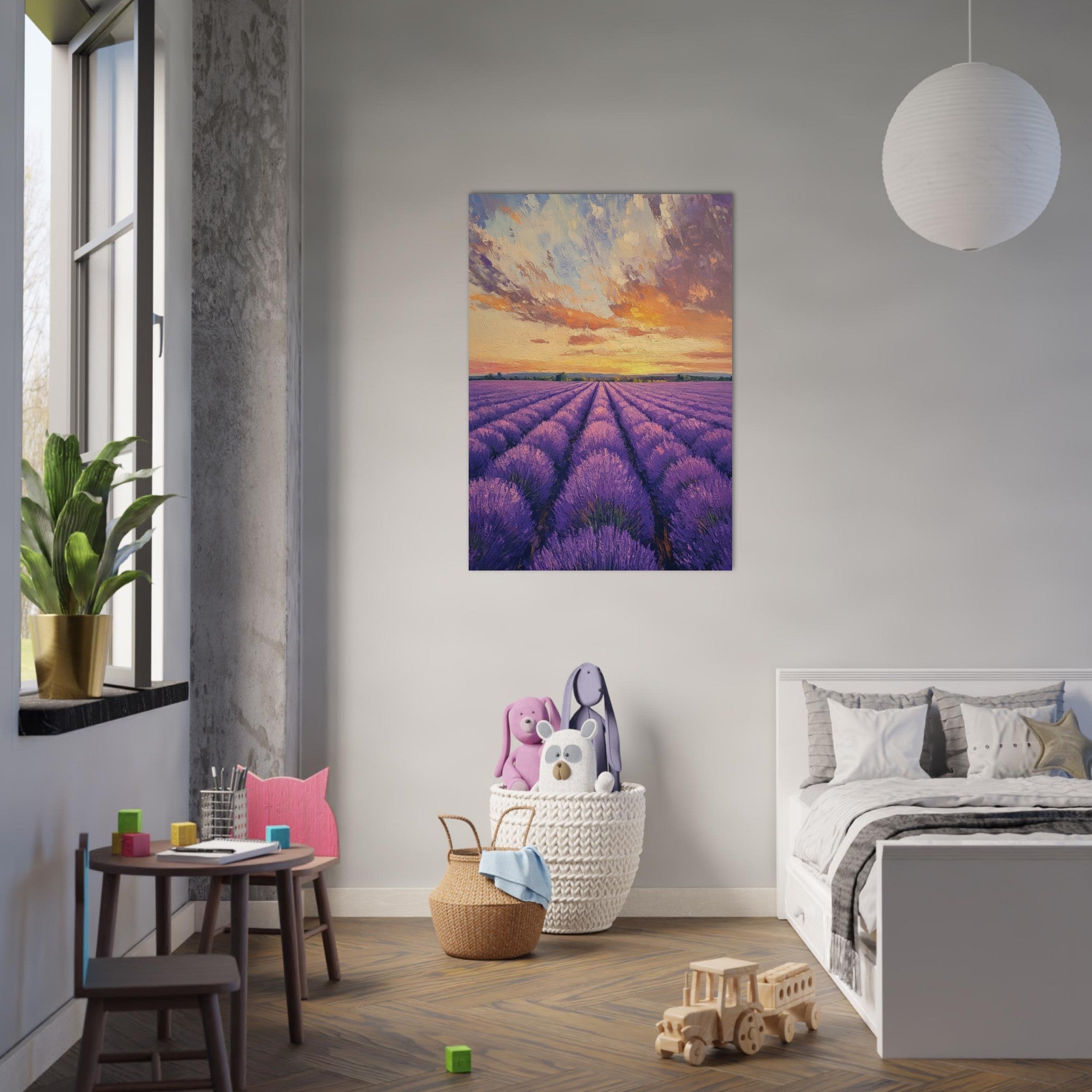Aluminum Print Portrait - Lavender Fields at Sunset A mesmerizing view - Shop Ai Art WebShop - Digital Art online Store
