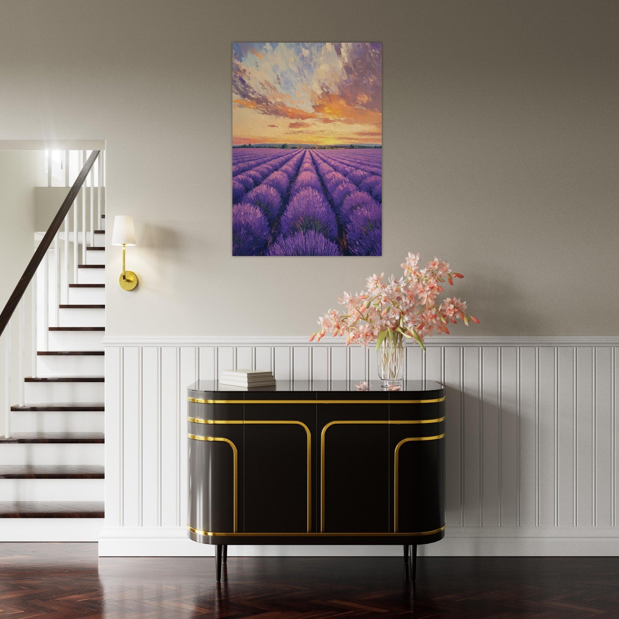 Aluminum Print Portrait - Lavender Fields at Sunset A mesmerizing view - Shop Ai Art WebShop - Digital Art online Store
