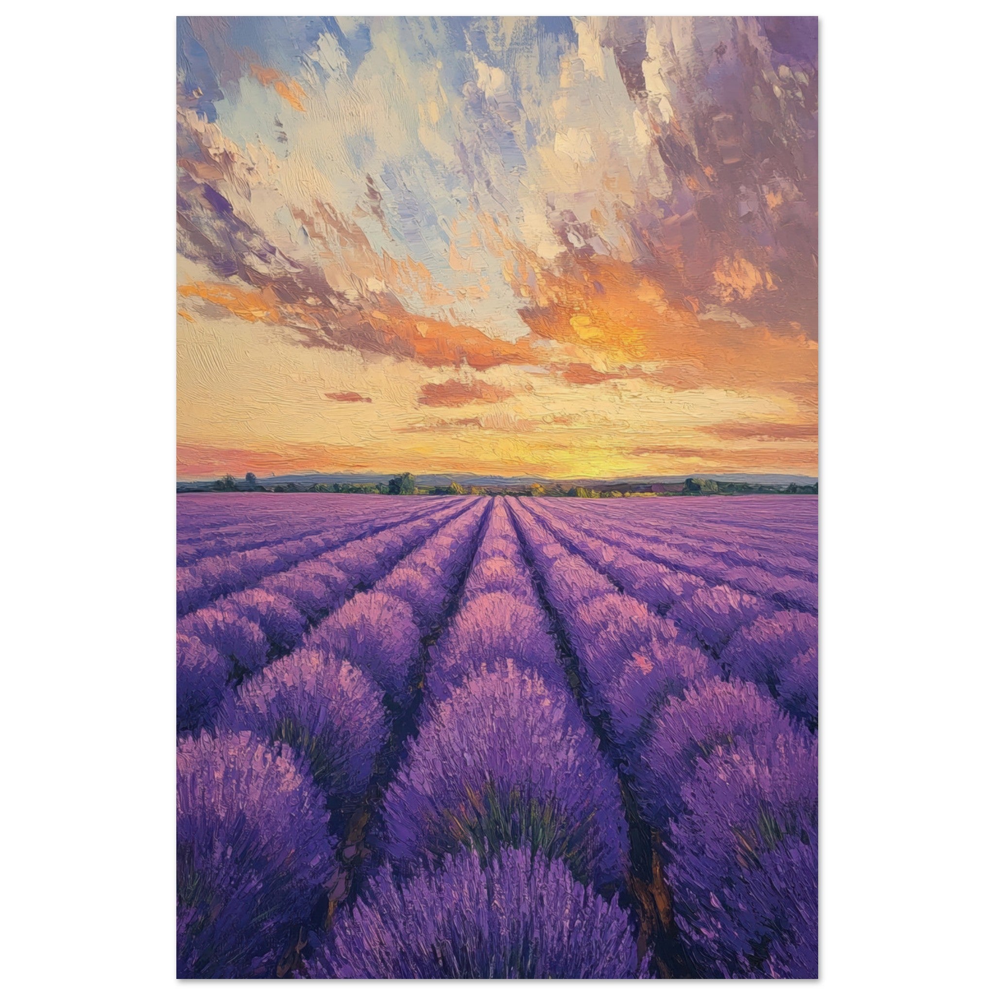 Aluminum Print Portrait - Lavender Fields at Sunset A mesmerizing view - Shop Ai Art WebShop - Digital Art online Store