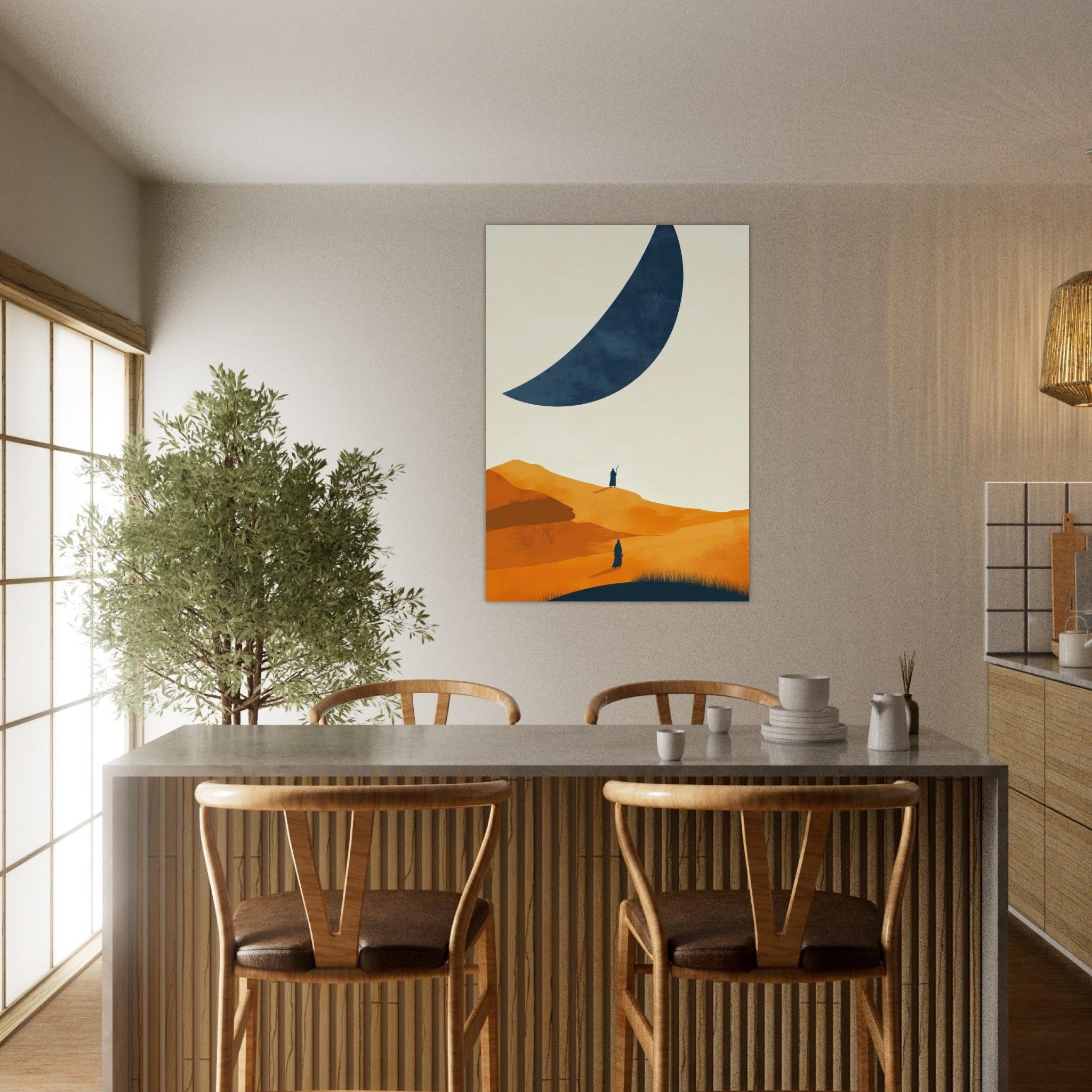 Aluminum Print Portrait - Minimalist Magical Landscape A sleek minimalist - Shop Ai Art WebShop - Digital Art online Store