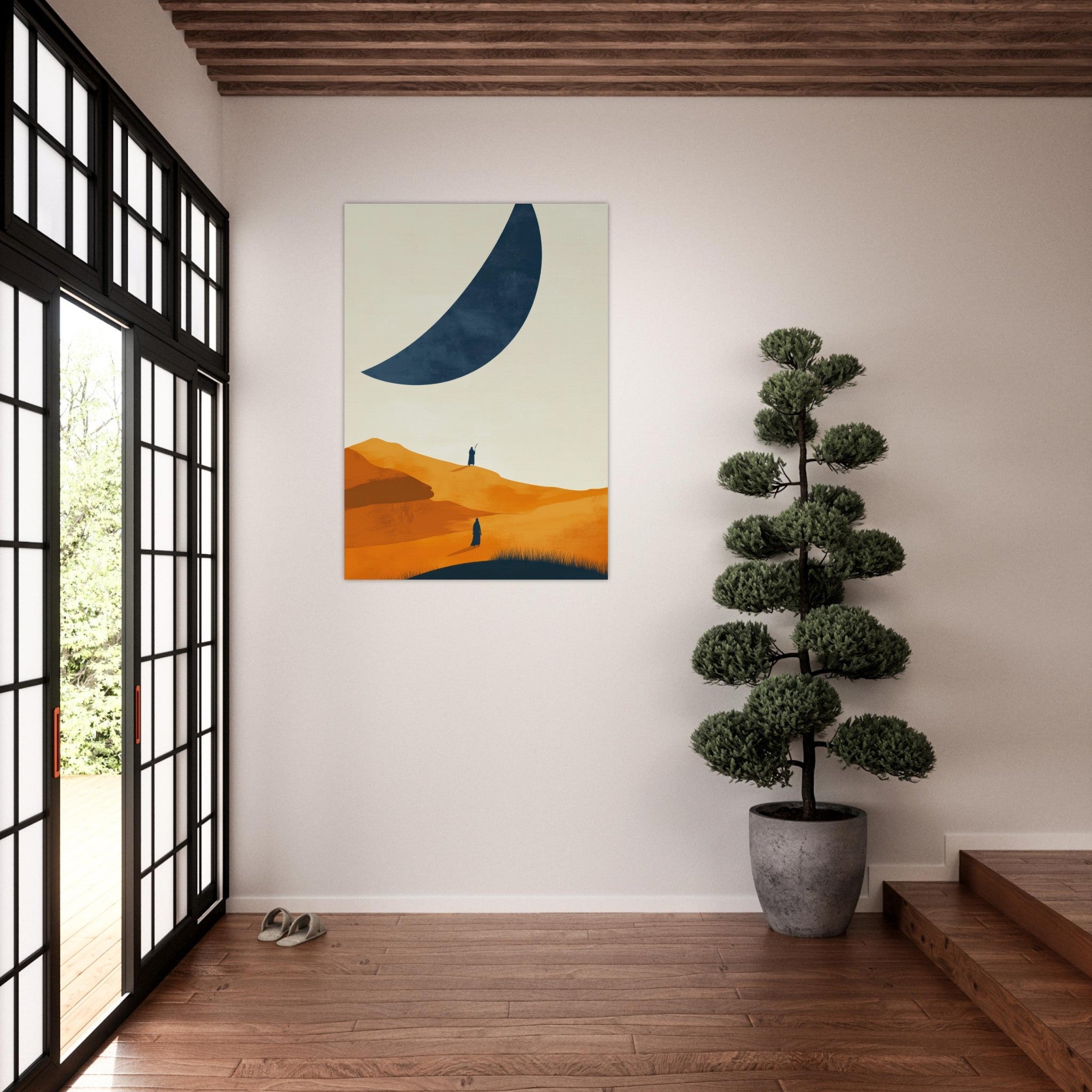 Aluminum Print Portrait - Minimalist Magical Landscape A sleek minimalist - Shop Ai Art WebShop - Digital Art online Store
