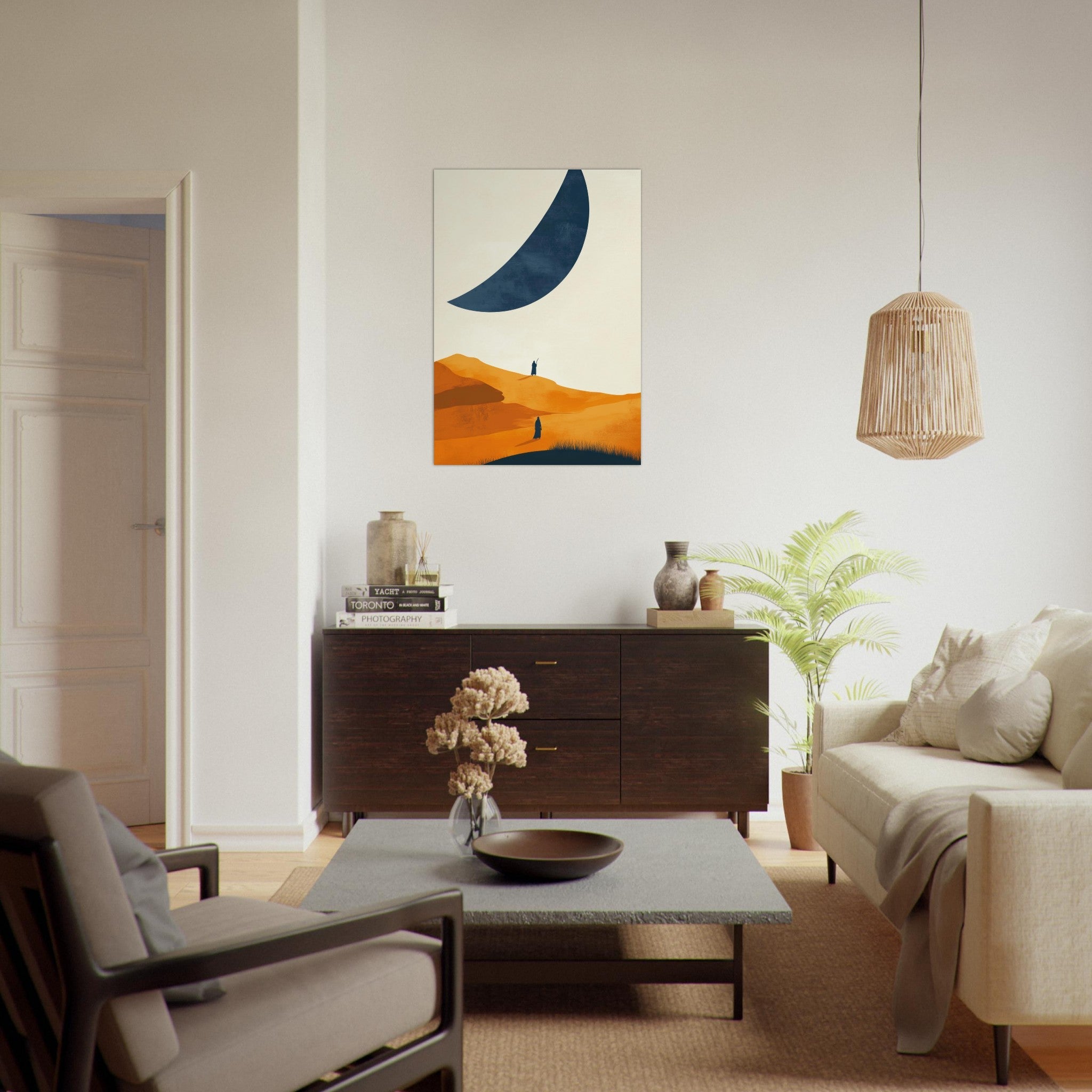 Aluminum Print Portrait - Minimalist Magical Landscape A sleek minimalist - Shop Ai Art WebShop - Digital Art online Store