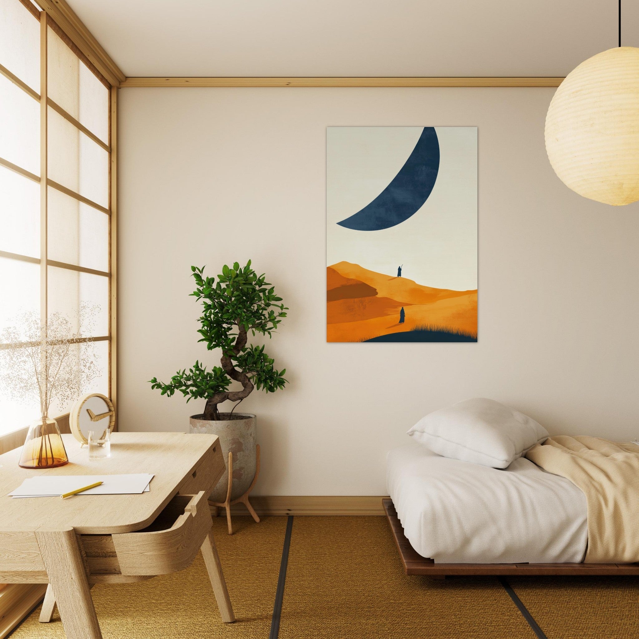 Aluminum Print Portrait - Minimalist Magical Landscape A sleek minimalist - Shop Ai Art WebShop - Digital Art online Store