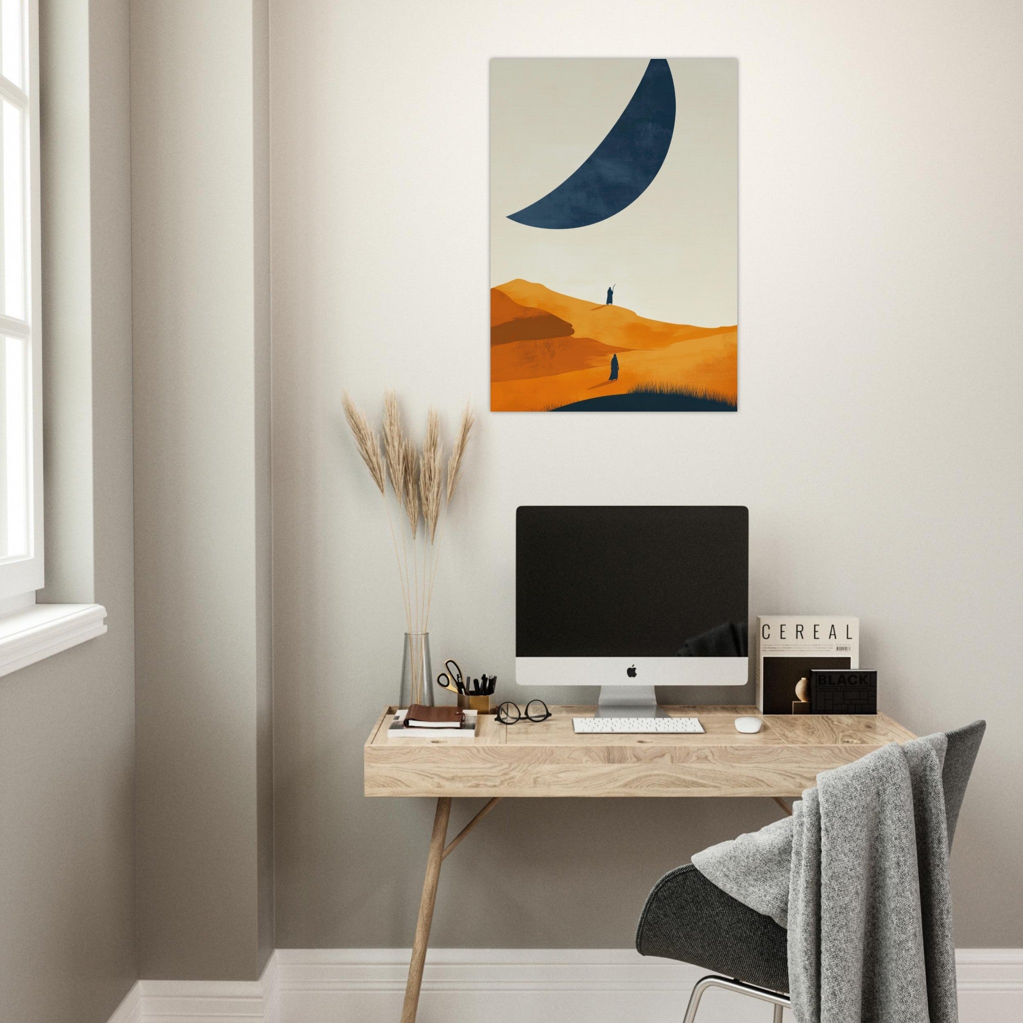 Aluminum Print Portrait - Minimalist Magical Landscape A sleek minimalist - Shop Ai Art WebShop - Digital Art online Store