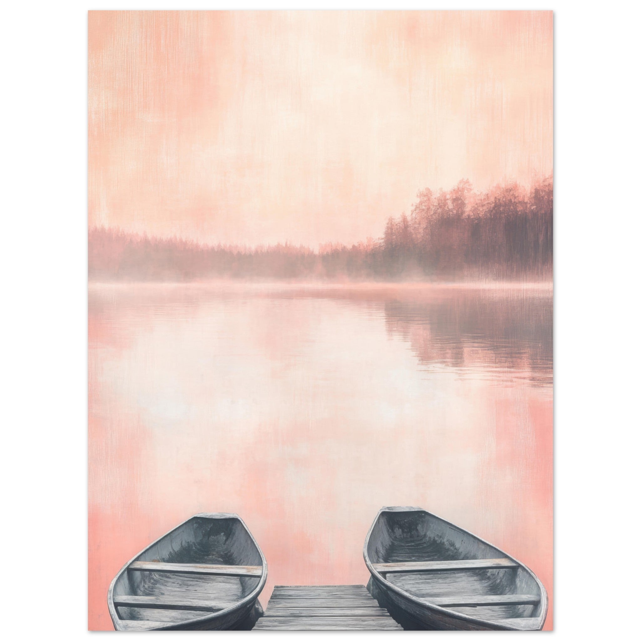 Aluminum Print Portrait - Serene Lake with Rowboats A tranquil lake - Shop Ai Art WebShop - Digital Art online Store