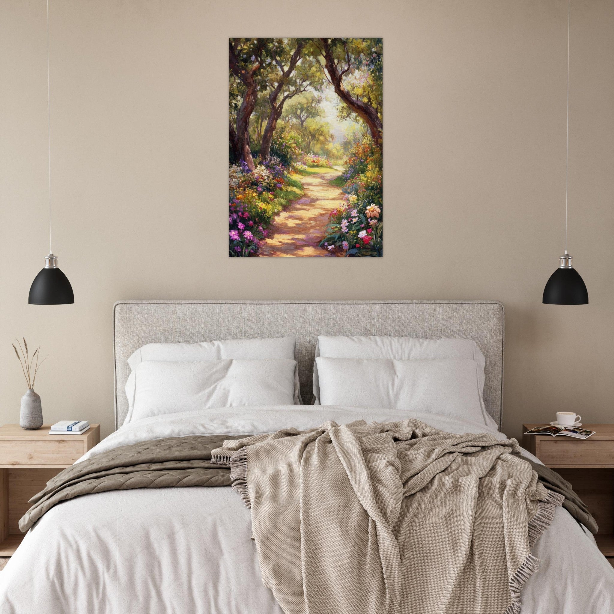 Aluminum Print Portrait - Sunlit Garden Path A meandering pathway through 2 - Shop Ai Art WebShop - Digital Art online Store