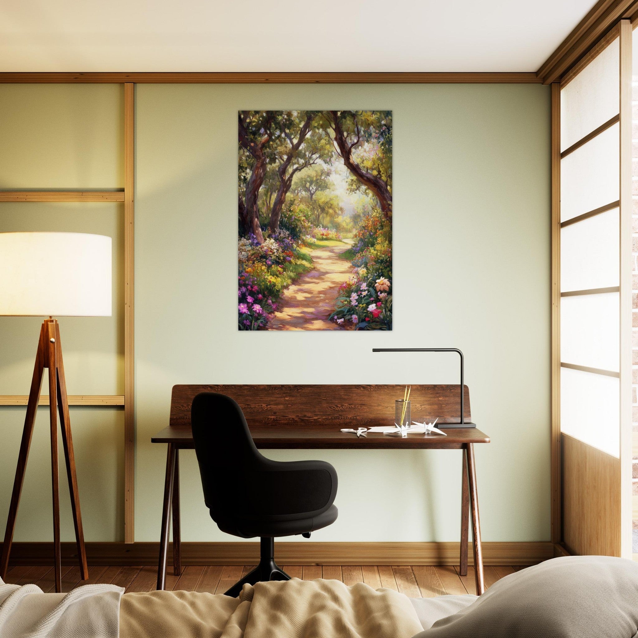 Aluminum Print Portrait - Sunlit Garden Path A meandering pathway through 2 - Shop Ai Art WebShop - Digital Art online Store