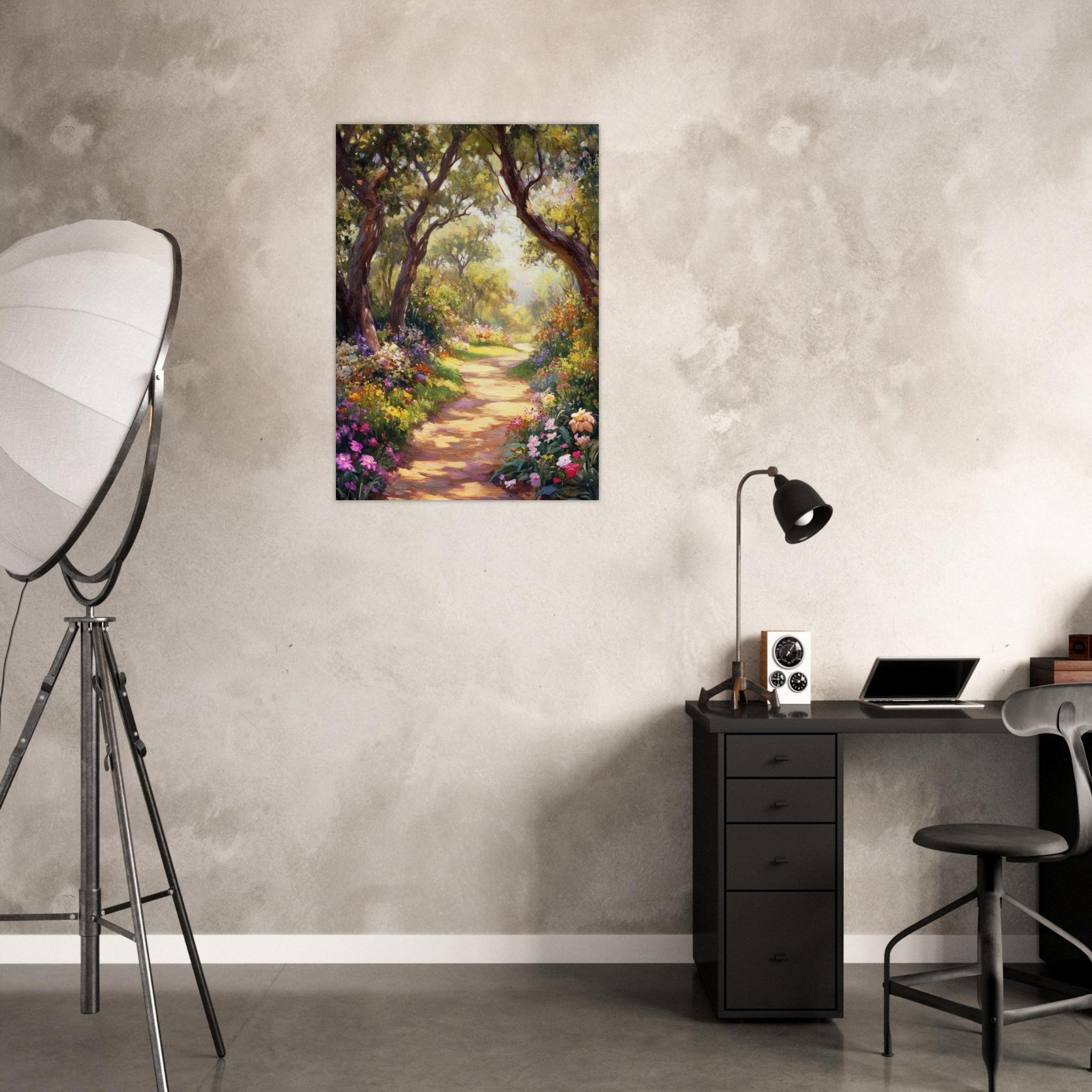 Aluminum Print Portrait - Sunlit Garden Path A meandering pathway through 2 - Shop Ai Art WebShop - Digital Art online Store