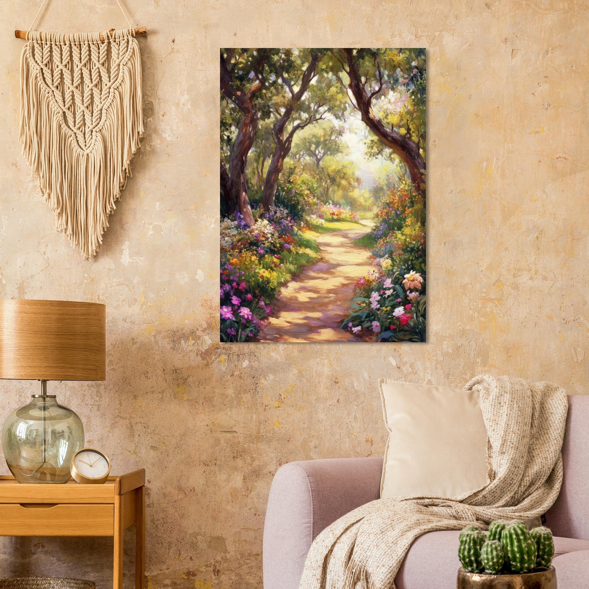 Aluminum Print Portrait - Sunlit Garden Path A meandering pathway through 2 - Shop Ai Art WebShop - Digital Art online Store