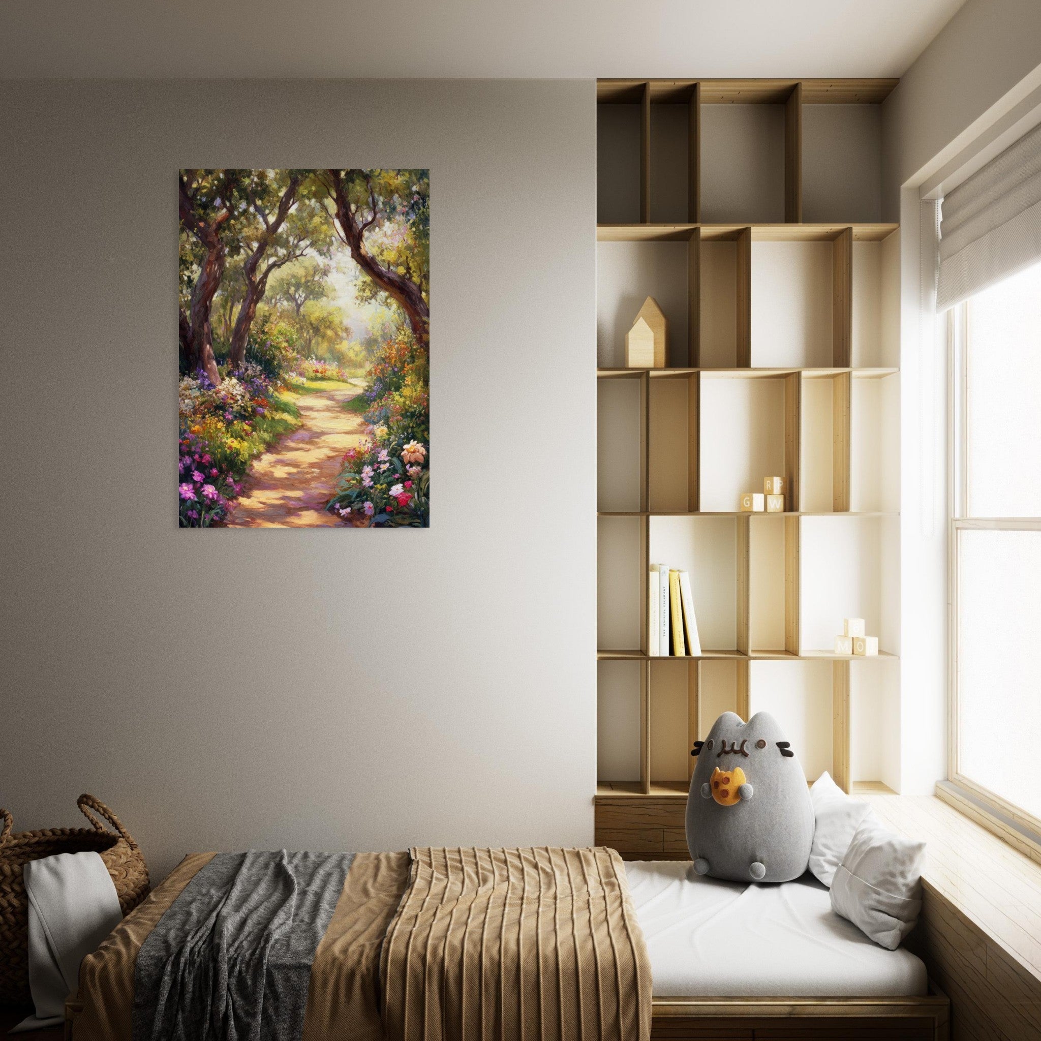 Aluminum Print Portrait - Sunlit Garden Path A meandering pathway through 2 - Shop Ai Art WebShop - Digital Art online Store