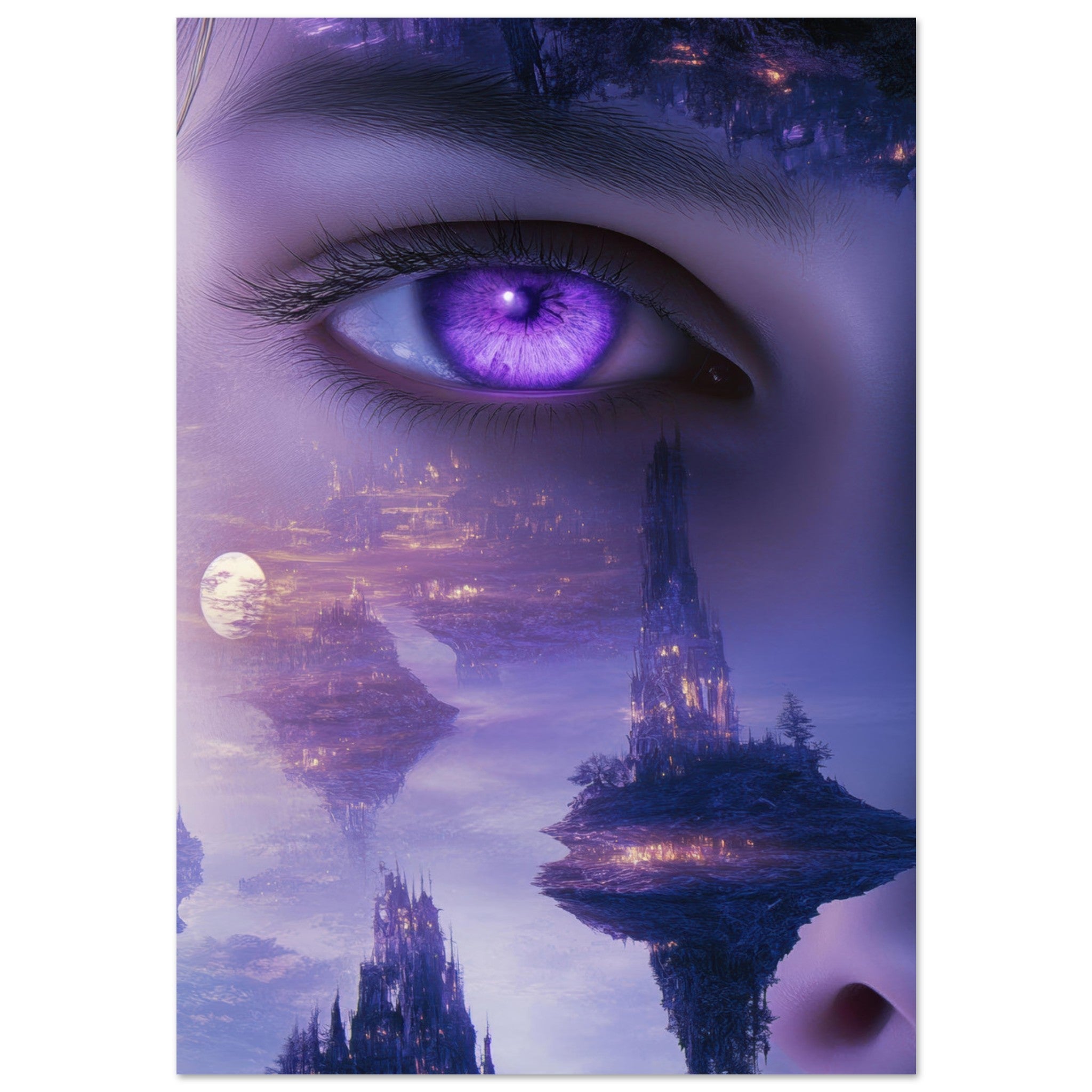 Aluminum Print Portrait - Surreal Elven Dreamscape Surrealism Extreme Los - Shop Ai Art WebShop - Digital Art online Store