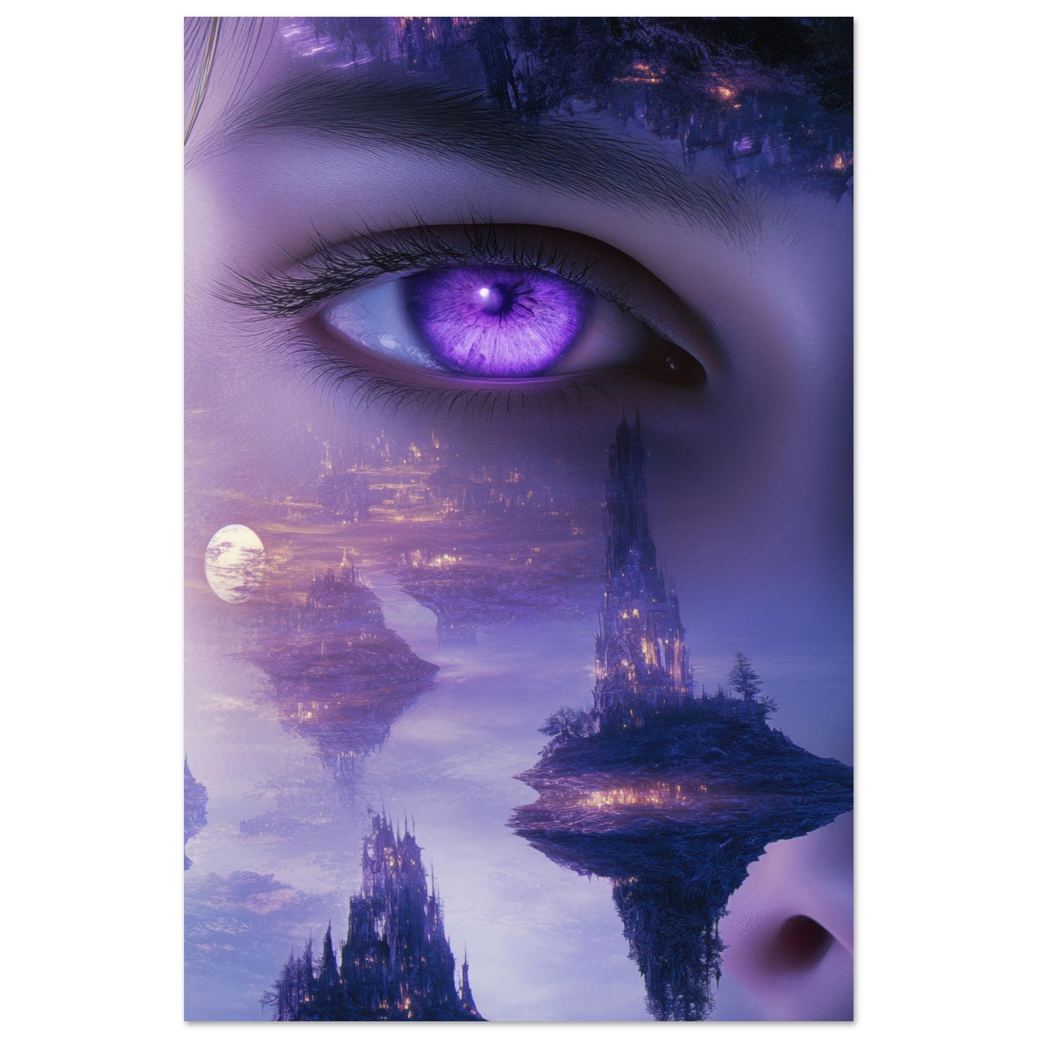 Aluminum Print Portrait - Surreal Elven Dreamscape Surrealism Extreme Los - Shop Ai Art WebShop - Digital Art online Store