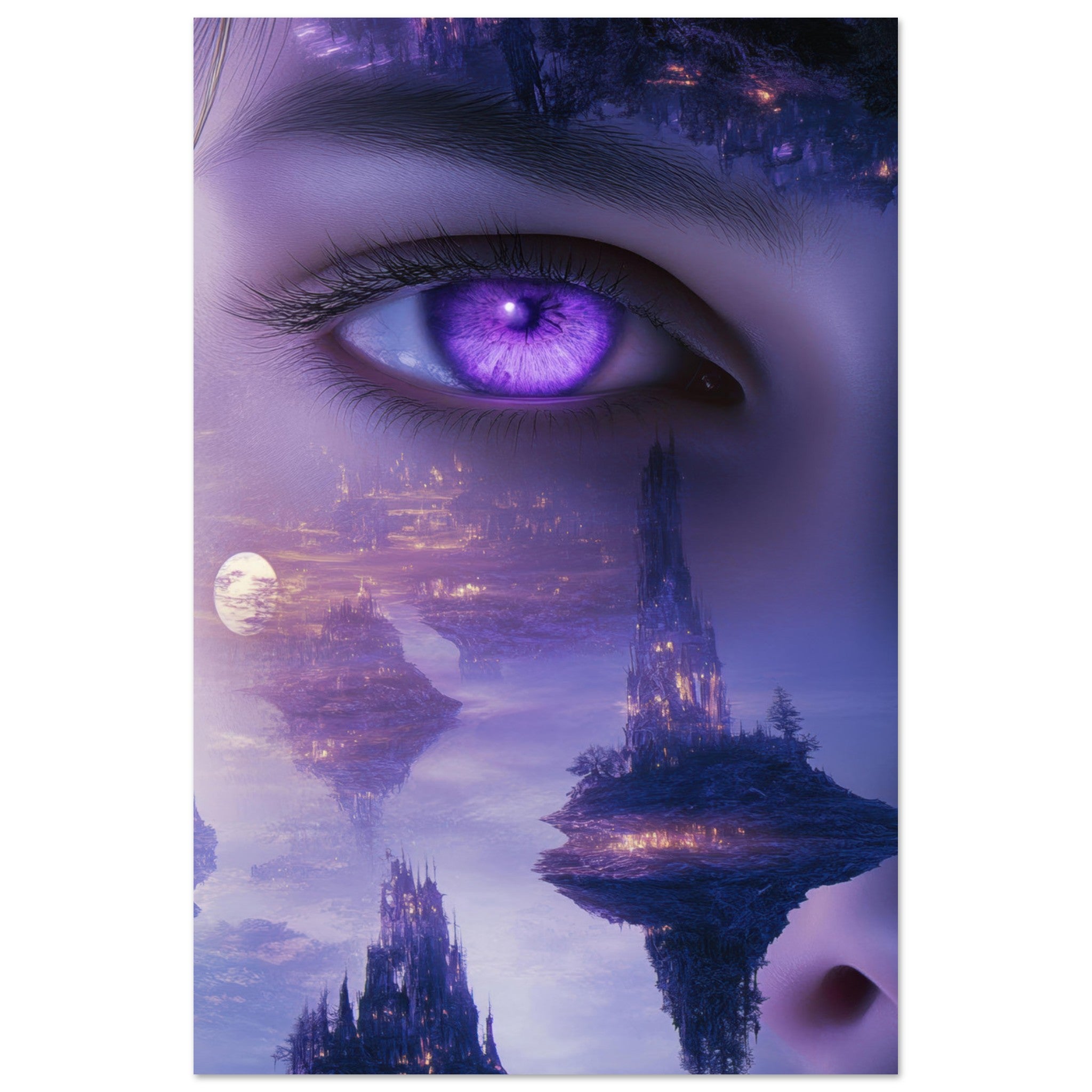Aluminum Print Portrait - Surreal Elven Dreamscape Surrealism Extreme Los - Shop Ai Art WebShop - Digital Art online Store